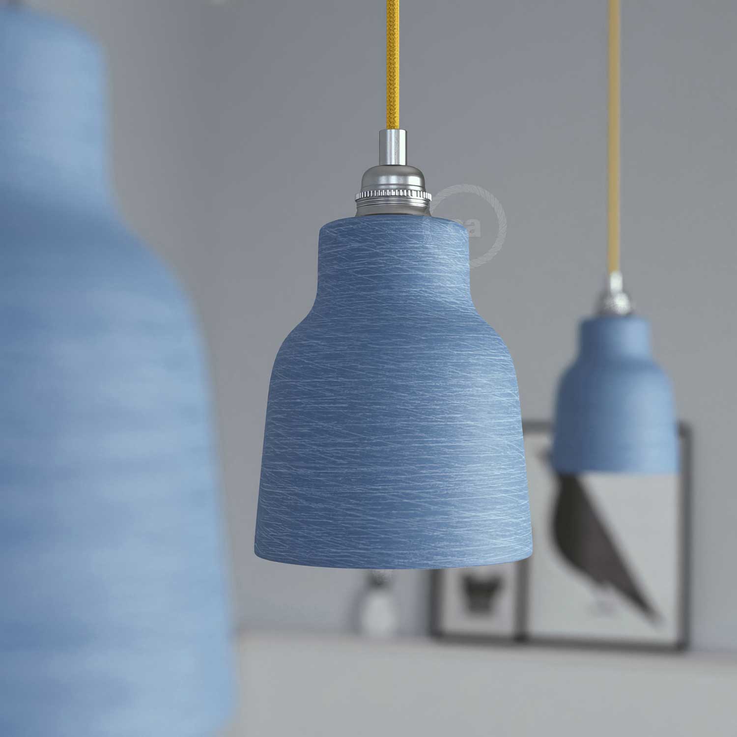 Paralume Vaso in ceramica, collezione Materia - Made in Italy - Avion striato