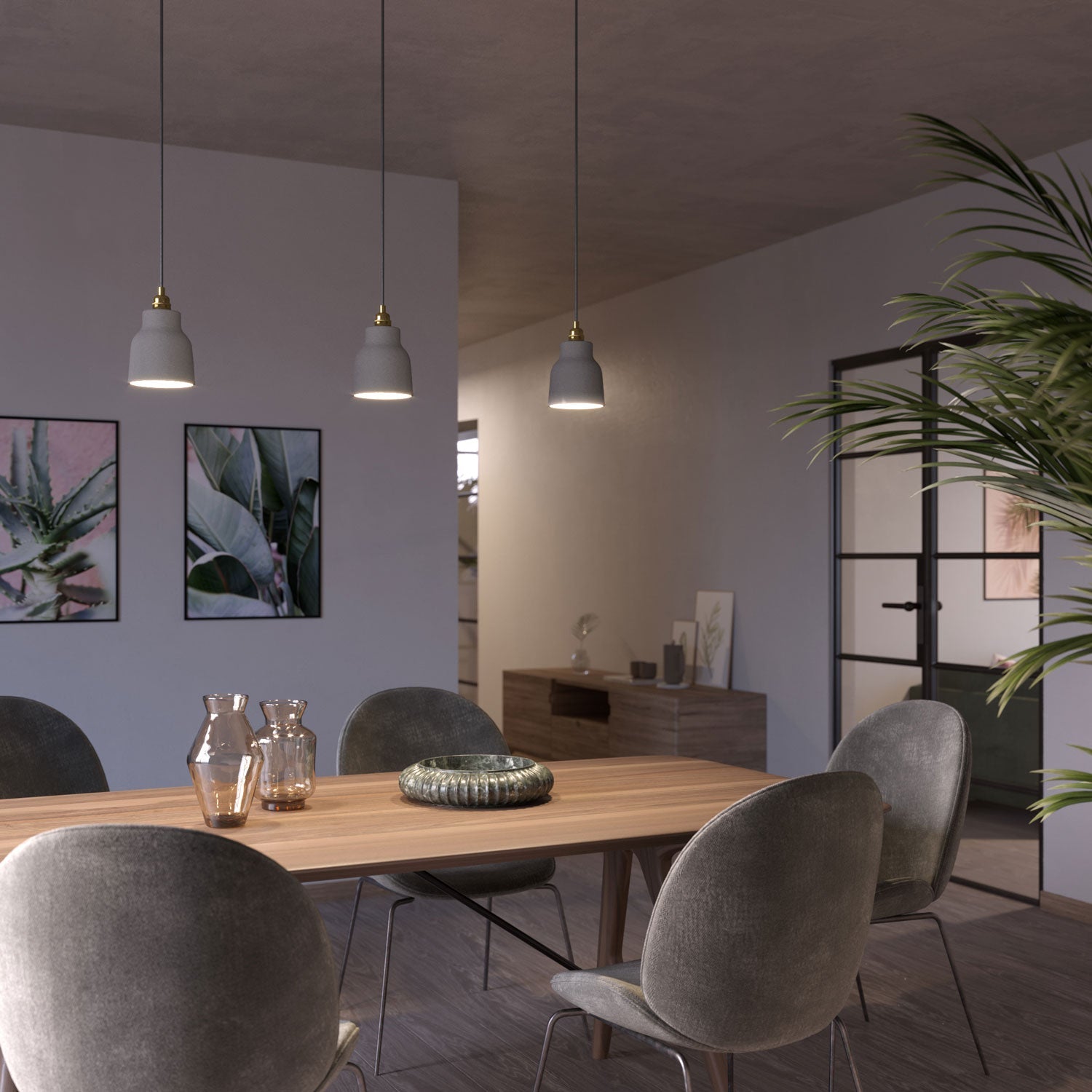 Paralume Vaso in ceramica, collezione Materia - Made in Italy - Effetto cemento