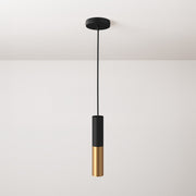 Lampada a sospensione completa di cavo tessile e doppio paralume Tub-E14 - Nero e Bronzo satinato