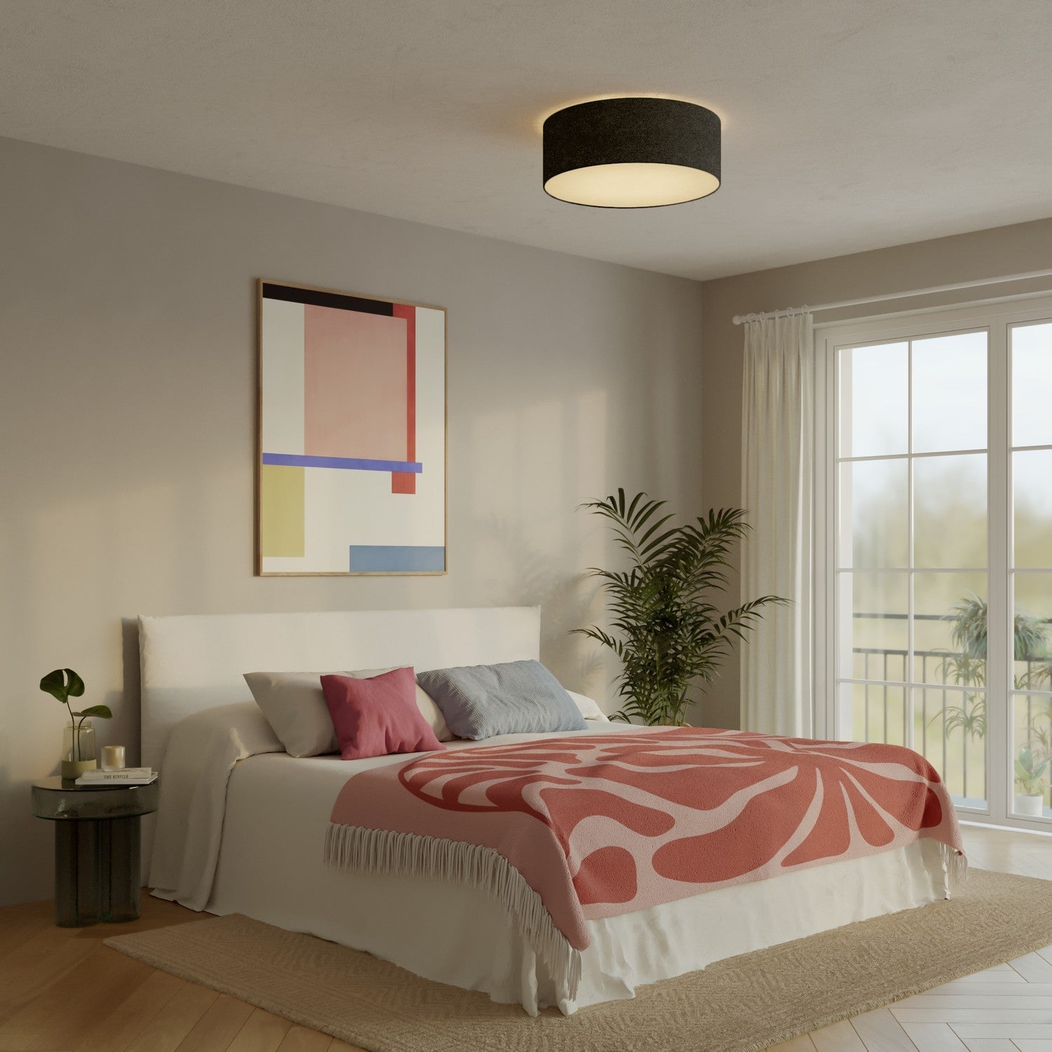 Plafoniera in tessuto Large - Made in Italy - Lana Grigio Scuro