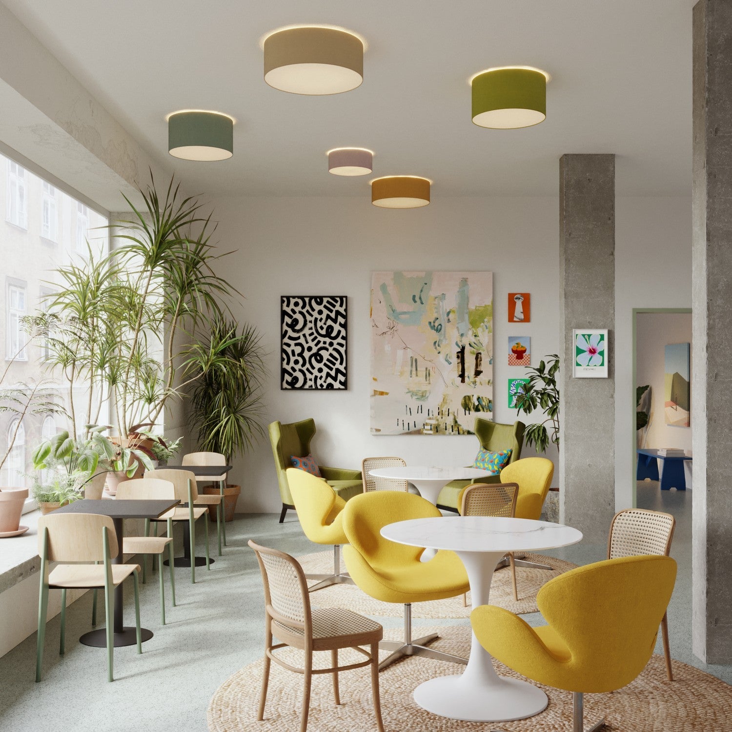 Plafoniera in tessuto Medium - Made in Italy - Cinette Verde Pistacchio