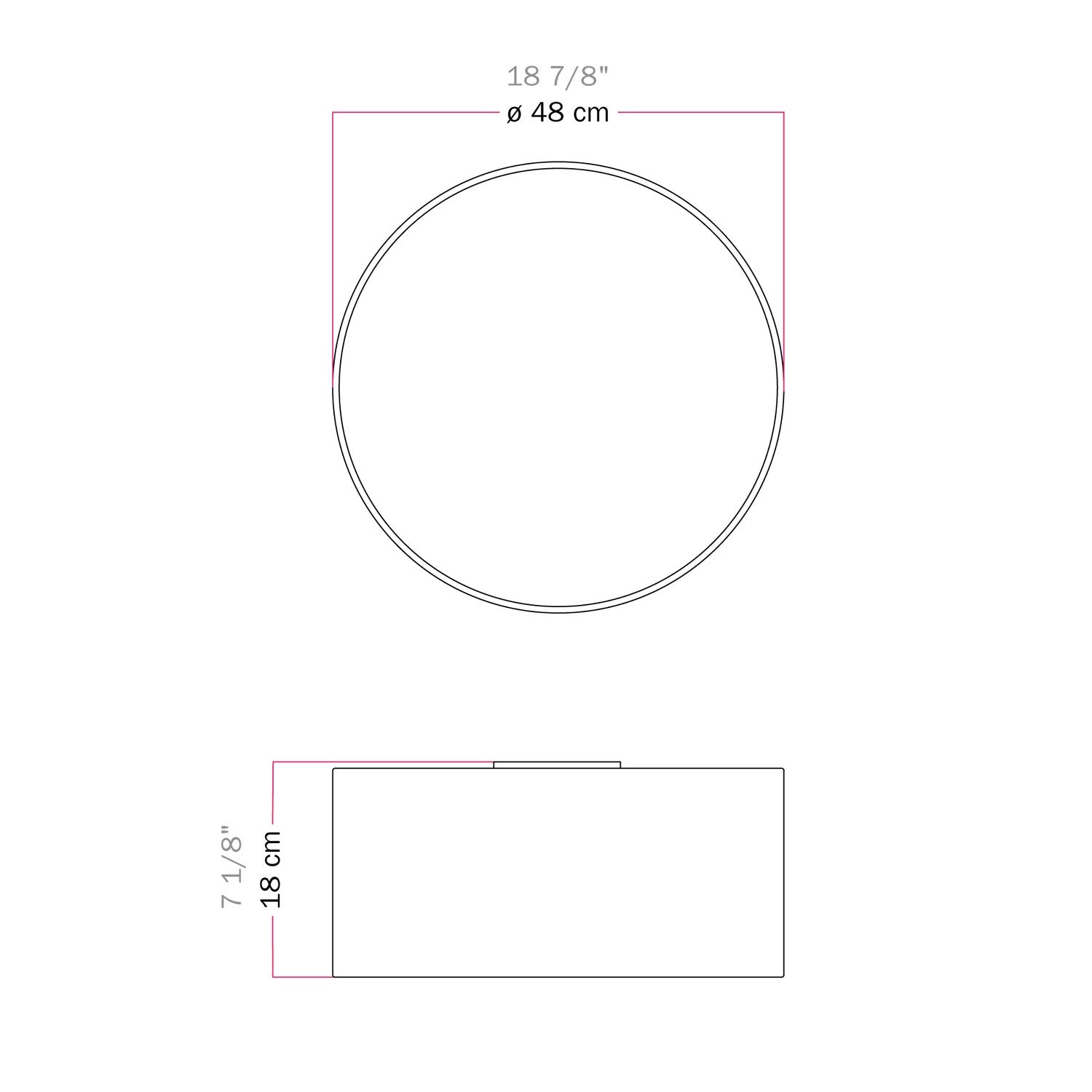 Plafoniera in tessuto Medium Slim - Made in Italy - Camelot Grigio