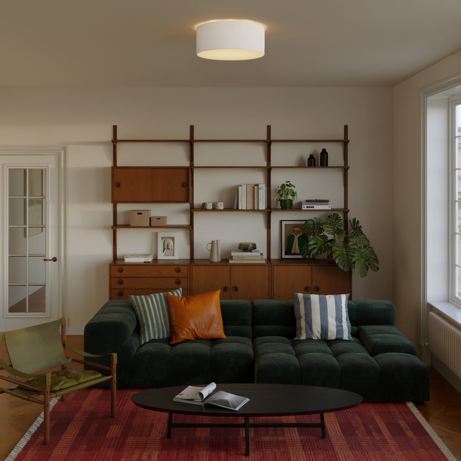 Plafoniera in tessuto Medium Slim - Made in Italy - Lino Crudo