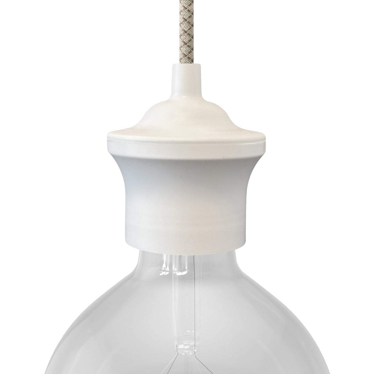 Portalampada E27 Pagoda in termoplastico con doppia ghiera - Bianco