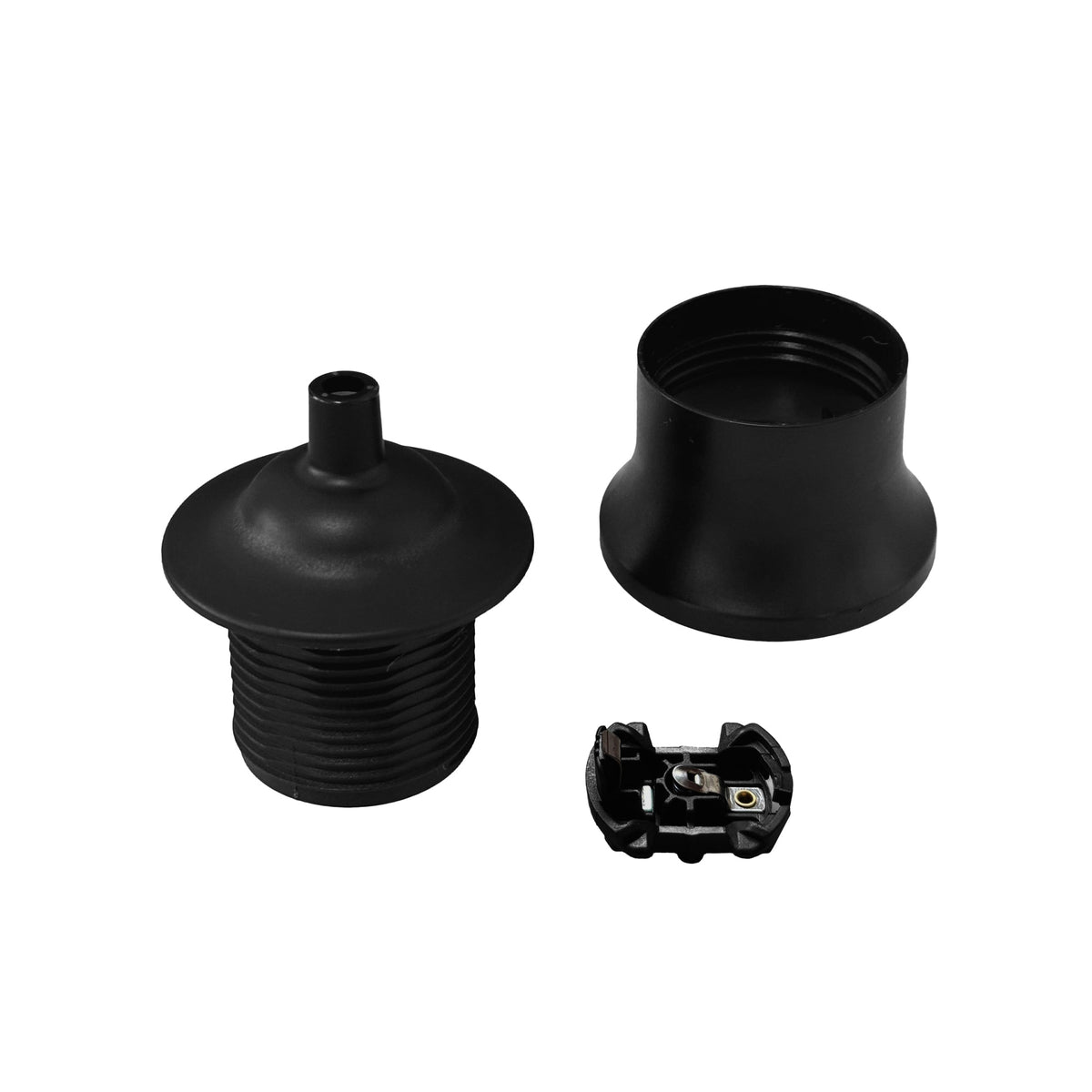 Portalampada E27 Pagoda in termoplastico con doppia ghiera - Nero
