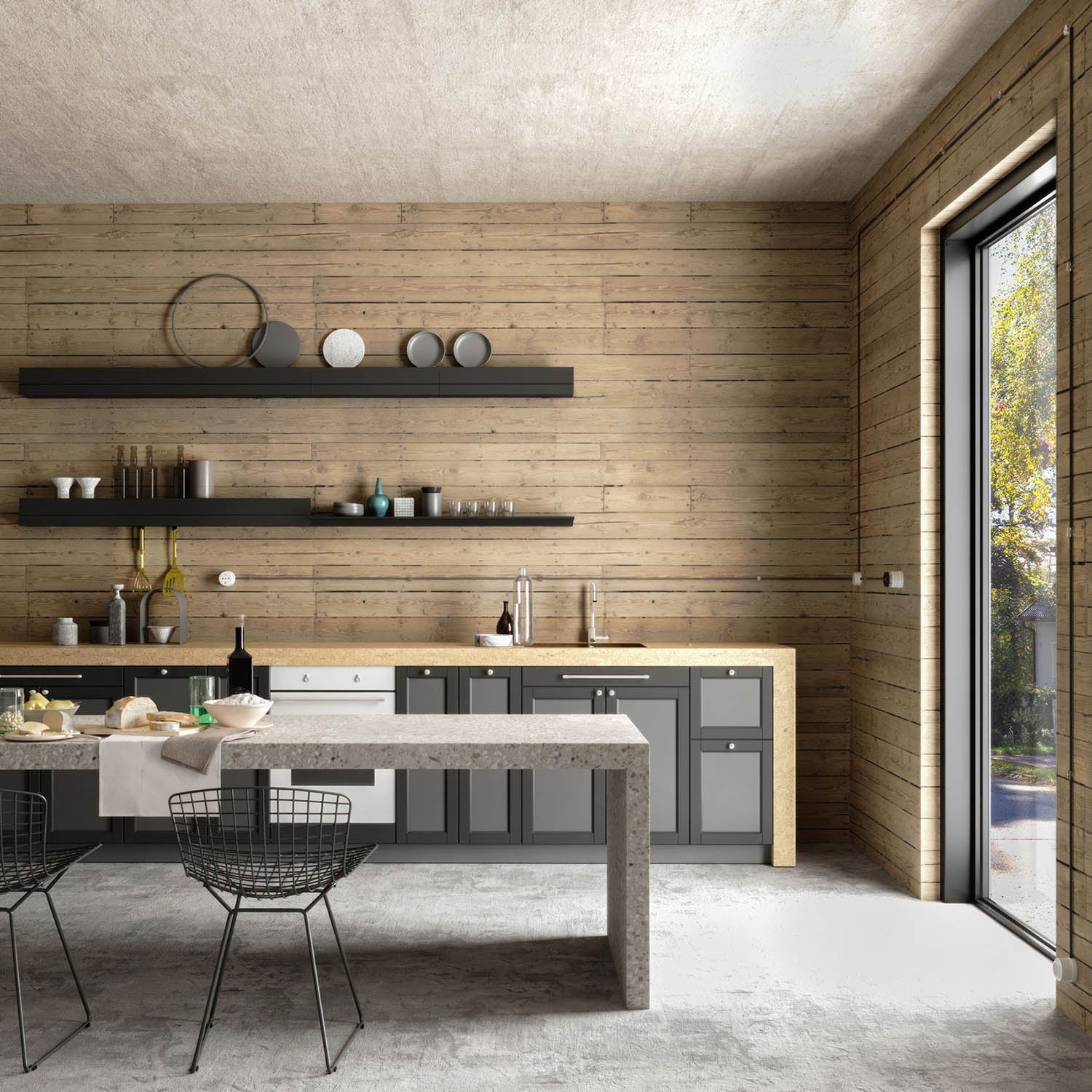 Presa Schuko in porcellana da parete - Nero