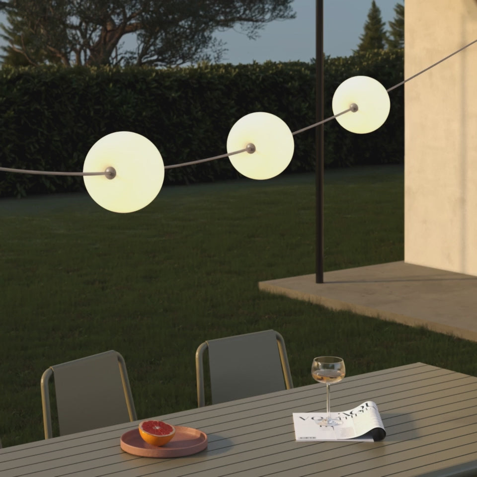 Load video: Outdoor 3-Light String Light IP67 Desert Brown with UK Plug - Marina3 Cherry