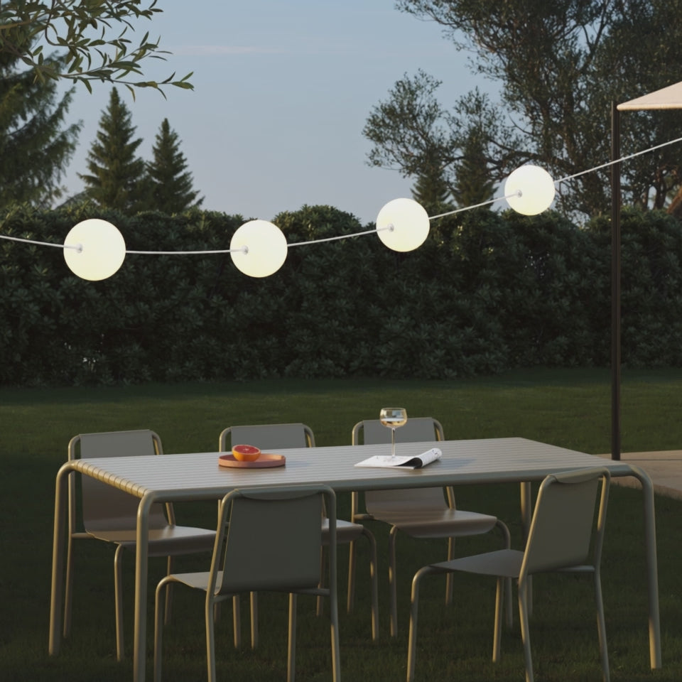 Load video: Outdoor 4-light string light IP67 Olive Green with UK Plug - Marina4 Cherry