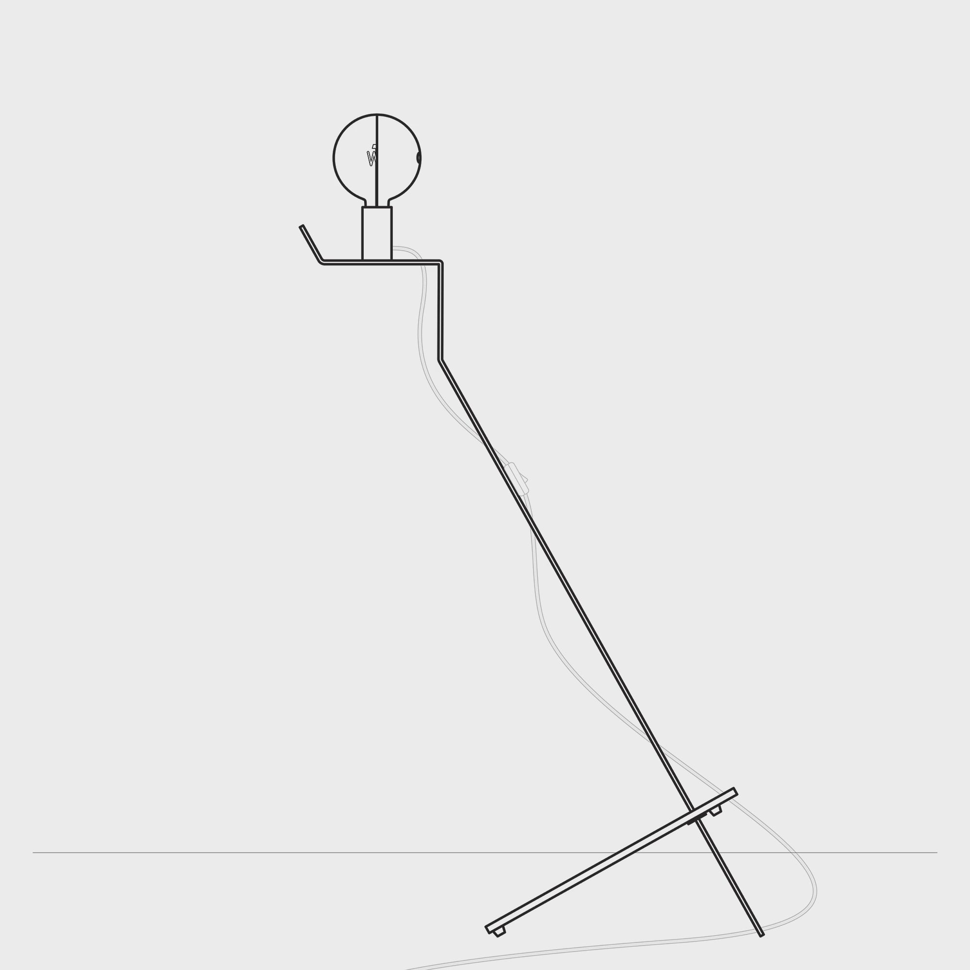 Load video: Tilting floor lamp with painted LED G125 Light bulb and UK Plug - Mario Talia - White