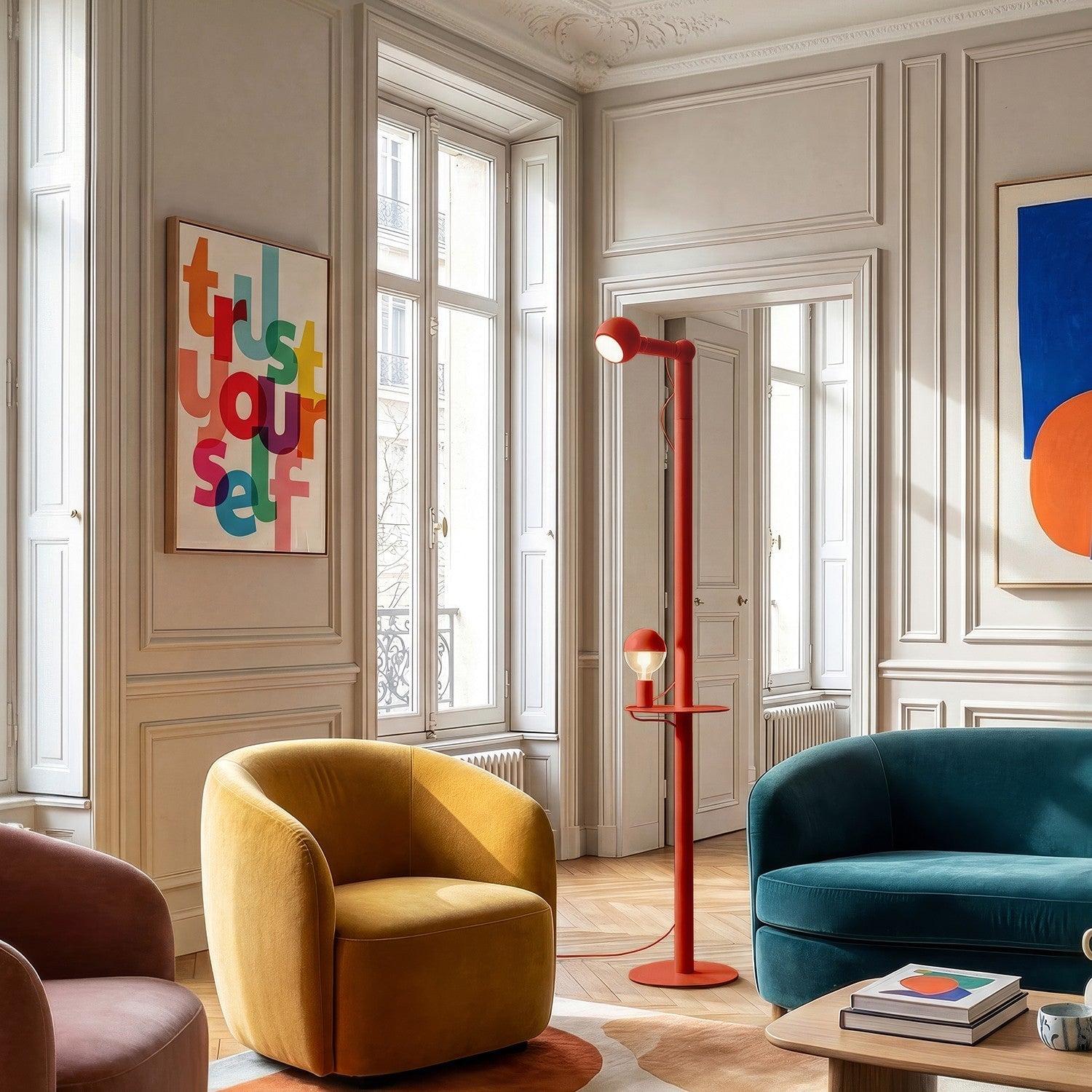 Rocco XXL - Lampada da terra con spina UK e lampadina Maria e Camo - Rosso