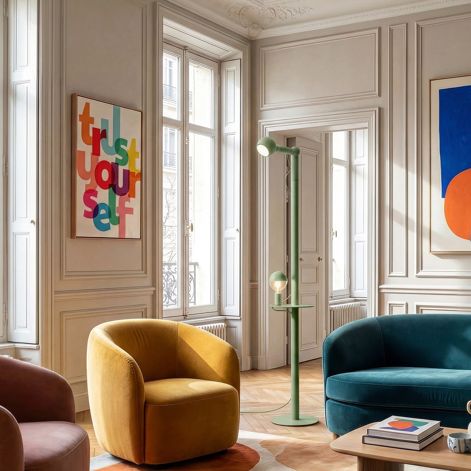 Rocco XXL - Lampada da terra con spina UK e lampadina Maria e Camo - Verde