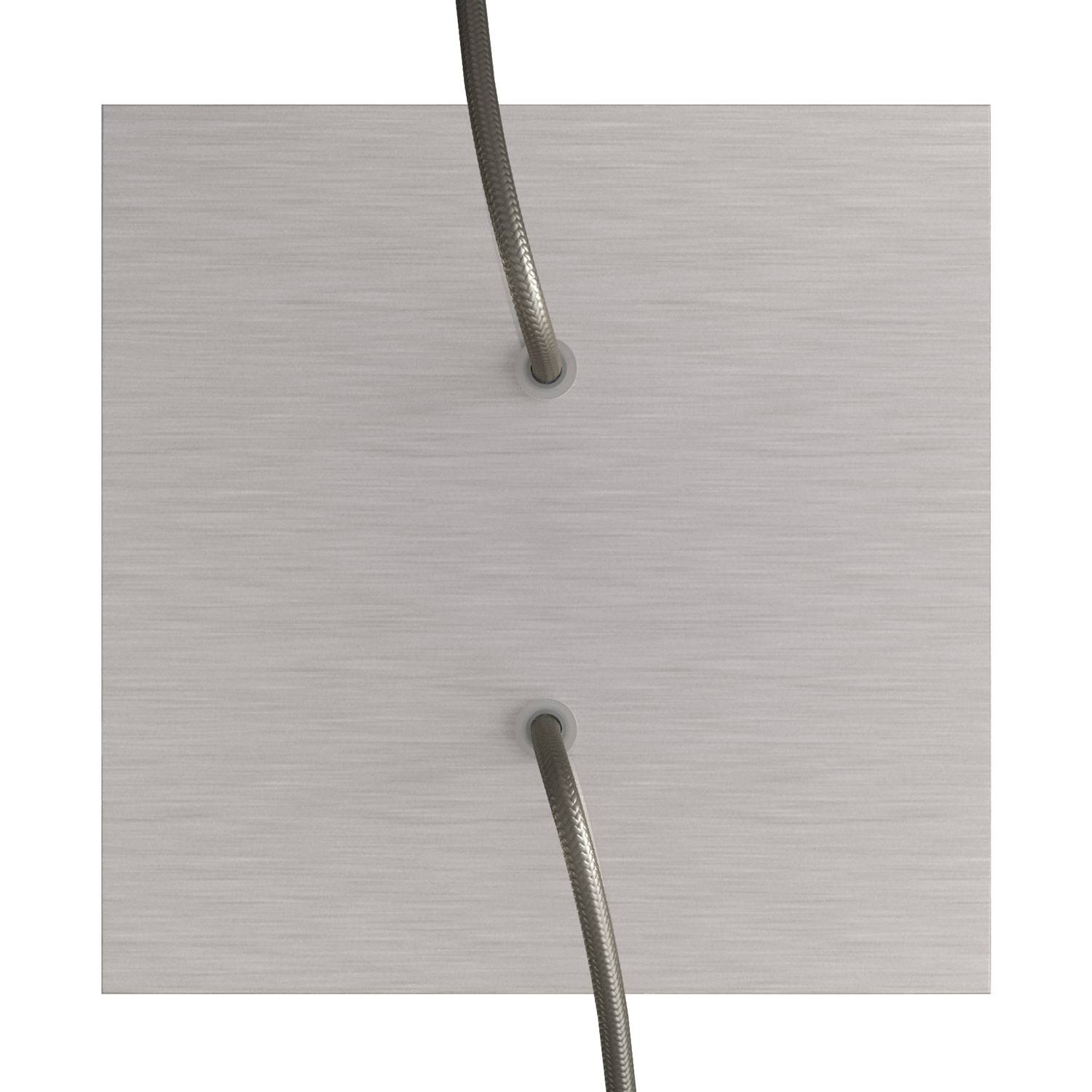 Rosone Rose-One quadrato, 200 mm con 2 fori e 4 fori laterali - Dibond Acciaio satinato Bianco