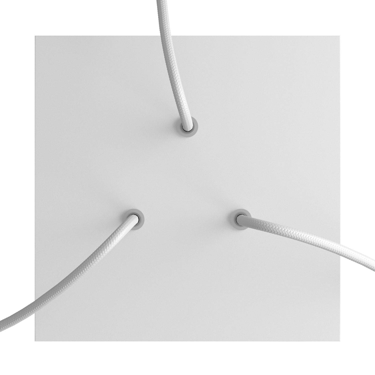 Rosone Rose - One quadrato, 200 mm con 3 fori e 4 fori laterali - Bianco opaco - Creative Cables