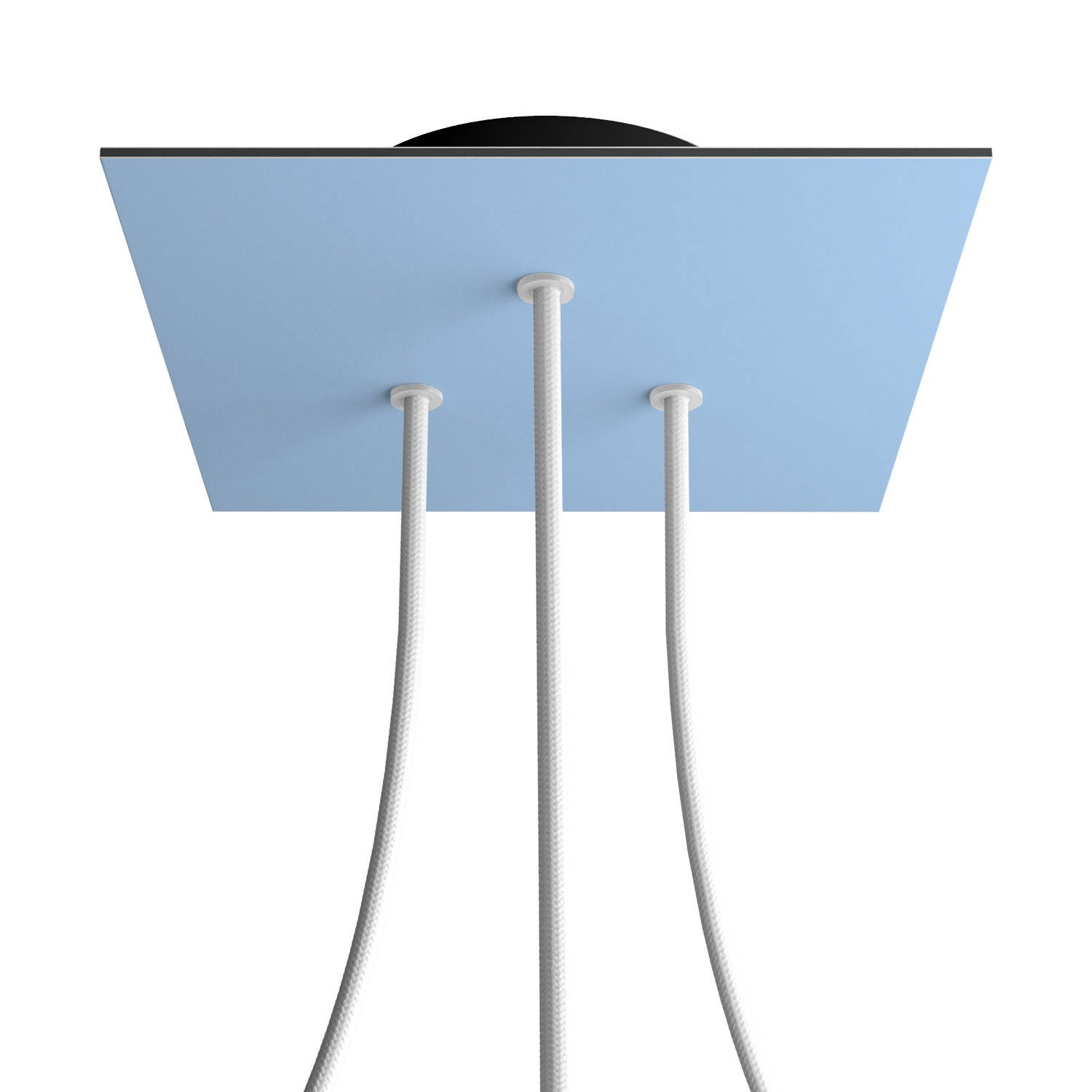 Rosone Rose-One quadrato, 200 mm con 3 fori e 4 fori laterali - Blu carta da zucchero Nero