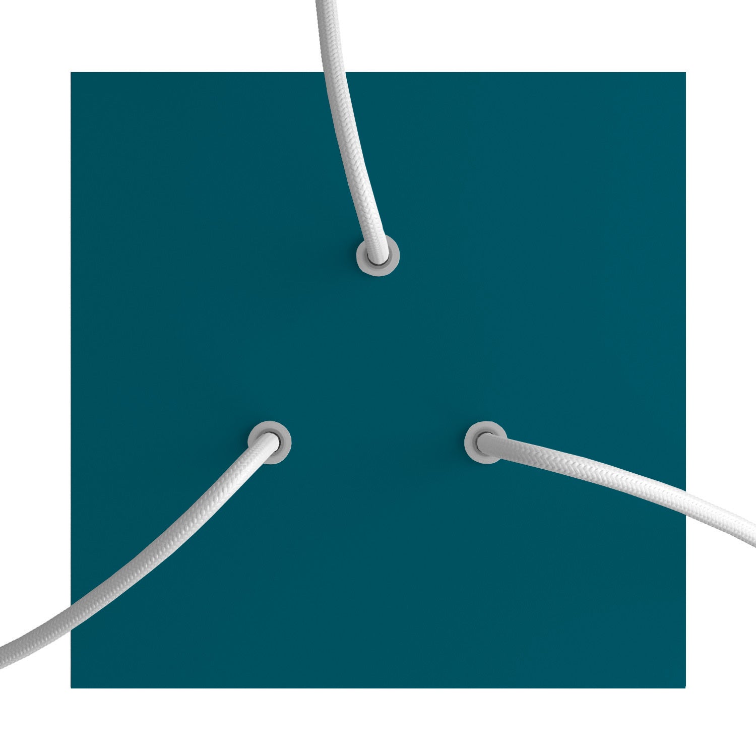 Rosone Rose - One quadrato, 200 mm con 3 fori e 4 fori laterali - Petrolio - Creative Cables