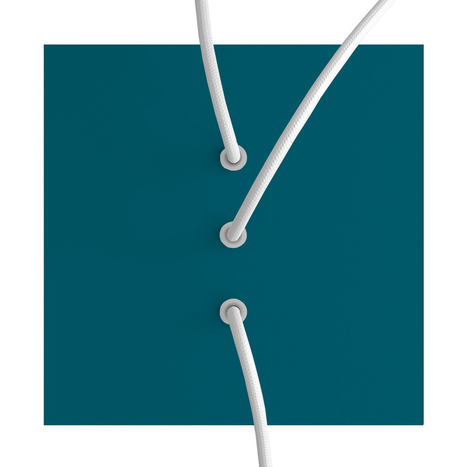 Rosone Rose - One quadrato, 200 mm con 3 fori in linea e 4 fori laterali - Petrolio - Creative Cables