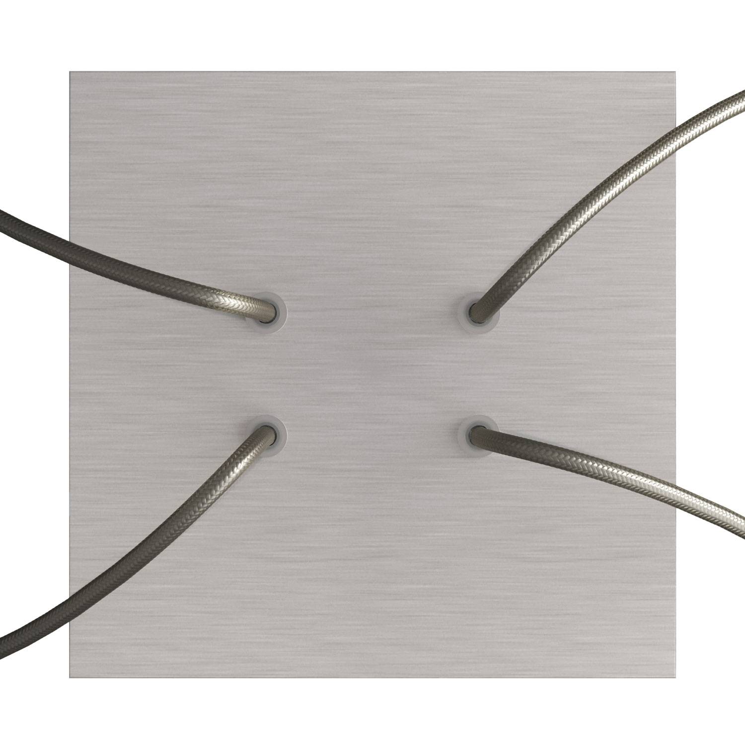 Rosone Rose-One quadrato, 200 mm con 4 fori e 4 fori laterali - Dibond Acciaio satinato Bianco