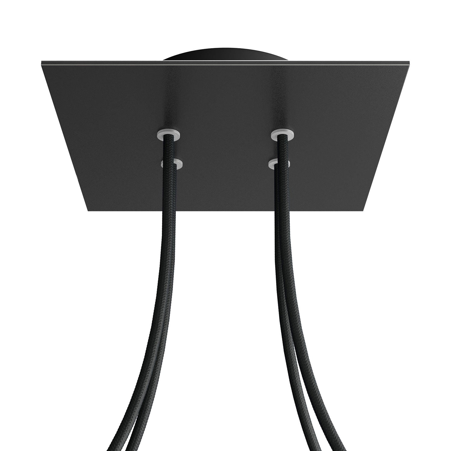 Rosone Rose-One quadrato, 200 mm con 4 fori e 4 fori laterali - Nero opaco Nero