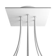 Rosone Rose-One quadrato, 200 mm con 6 fori e 4 fori laterali - Bianco opaco Bianco