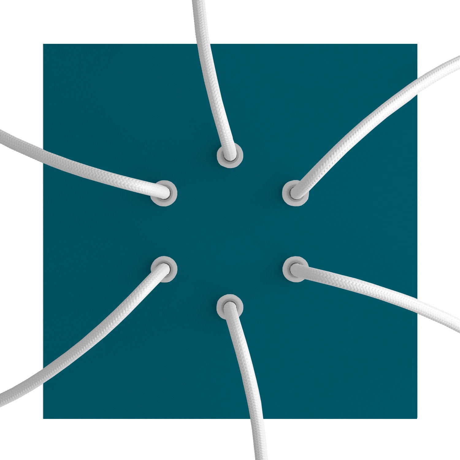 Rosone Rose - One quadrato, 200 mm con 6 fori e 4 fori laterali - Petrolio - Creative Cables