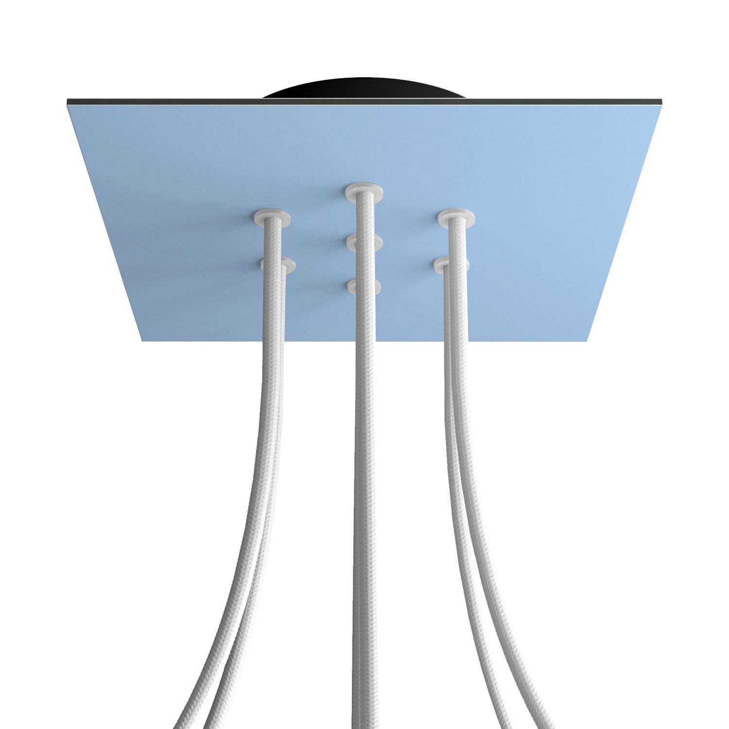 Rosone Rose-One quadrato, 200 mm con 7 fori e 4 fori laterali - Blu carta da zucchero Nero