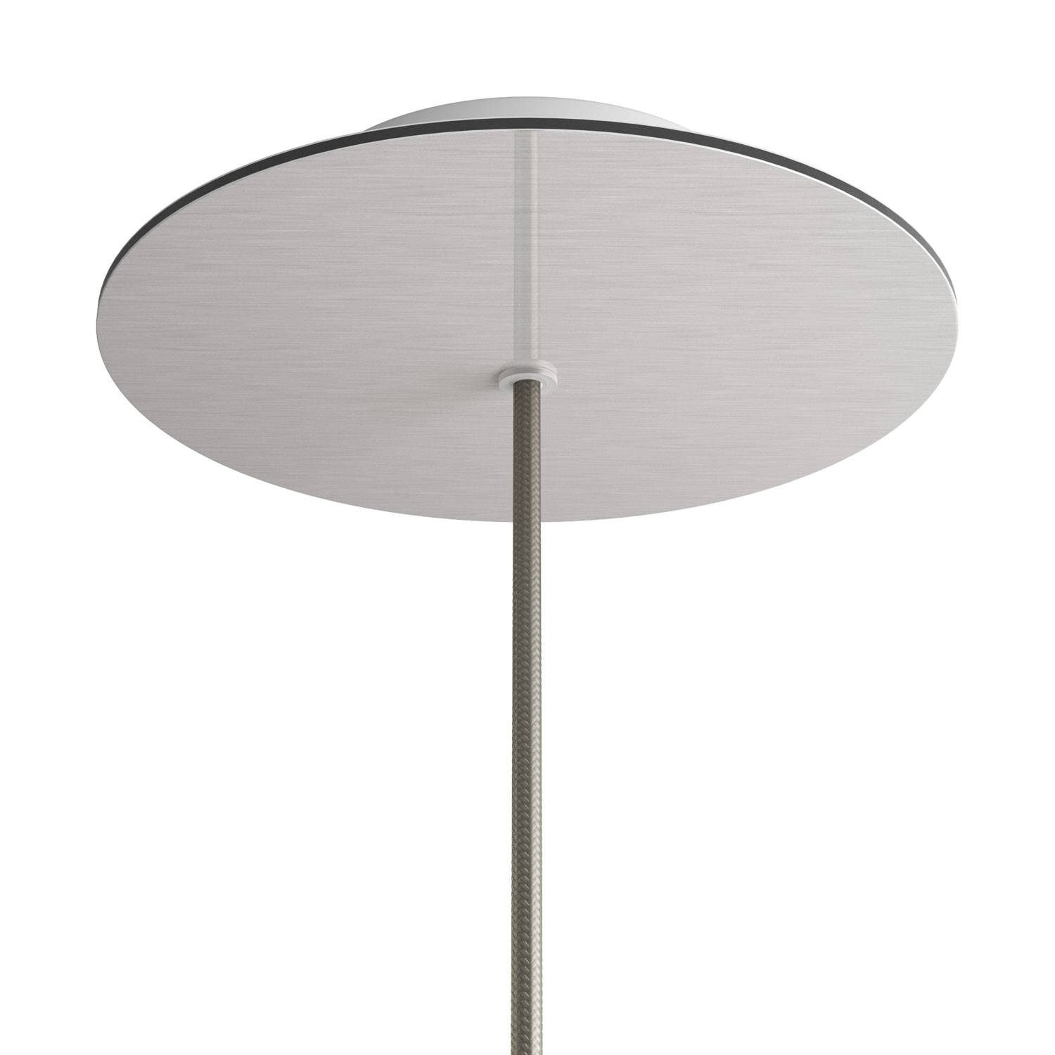 Rosone Rose-One rotondo, diametro 200 mm con 1 foro e 4 fori laterali - Dibond Acciaio satinato Bianco