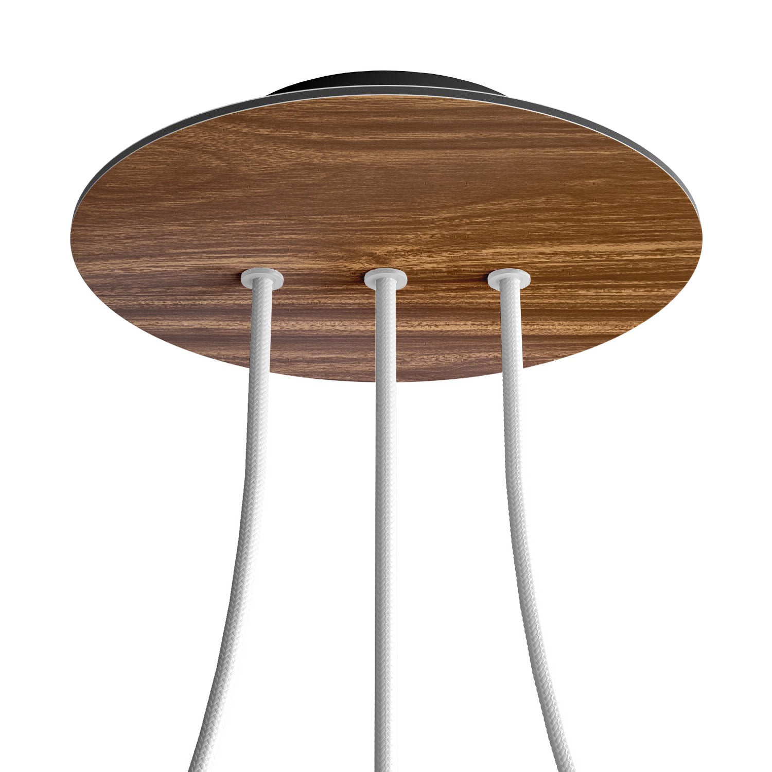 Rosone Rose-One rotondo, diametro 200 mm con 3 fori in linea e 4 fori laterali - Legno Nero