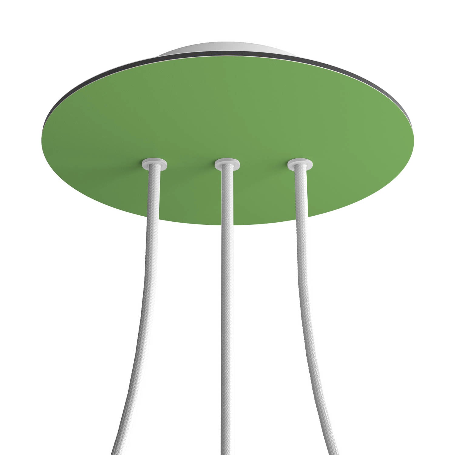 Rosone Rose - One rotondo, diametro 200 mm con 3 fori in linea e 4 fori laterali - Verde prato - Creative Cables