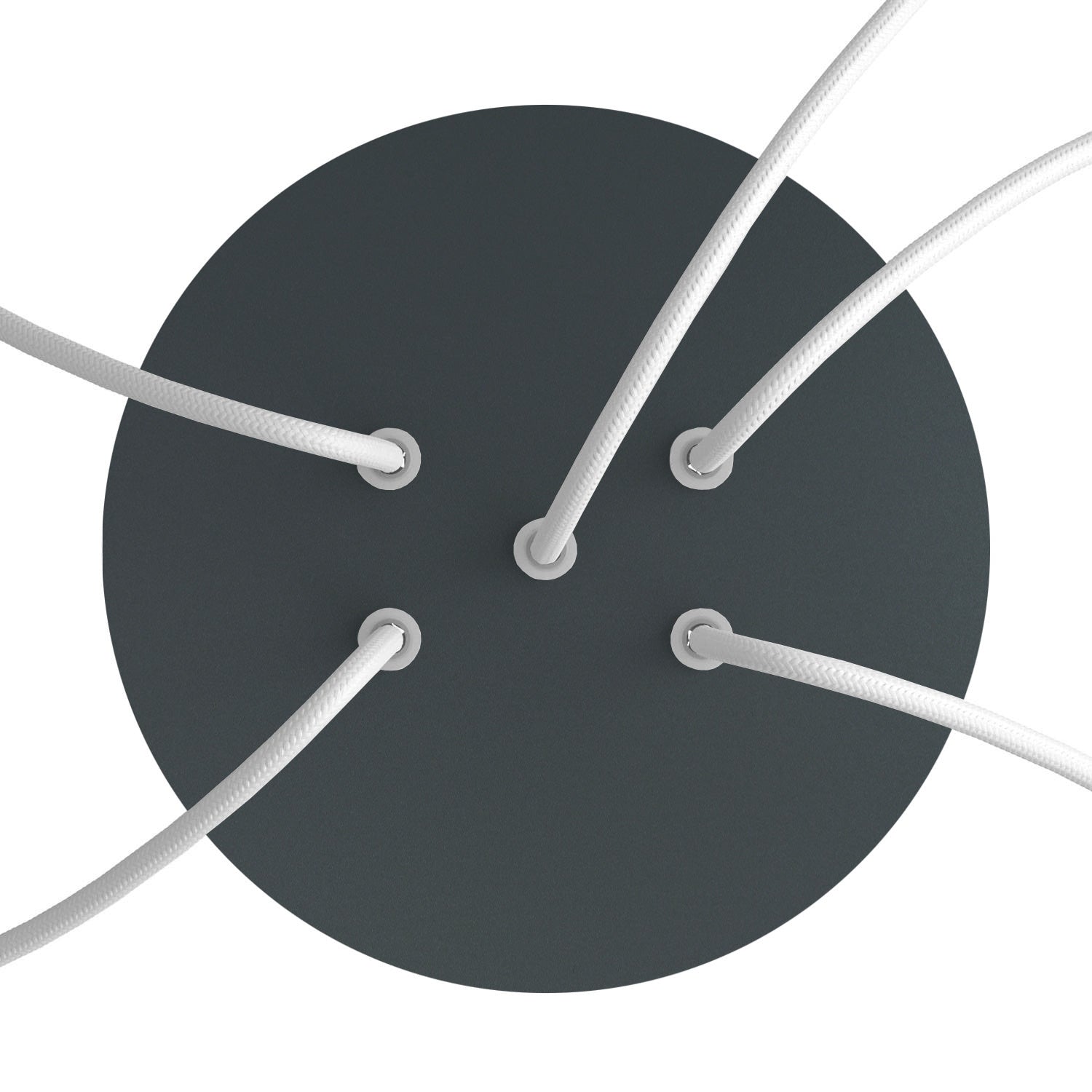 Rosone Rose - One rotondo, diametro 200 mm con 5 fori e 4 fori laterali - Antracite - Creative Cables