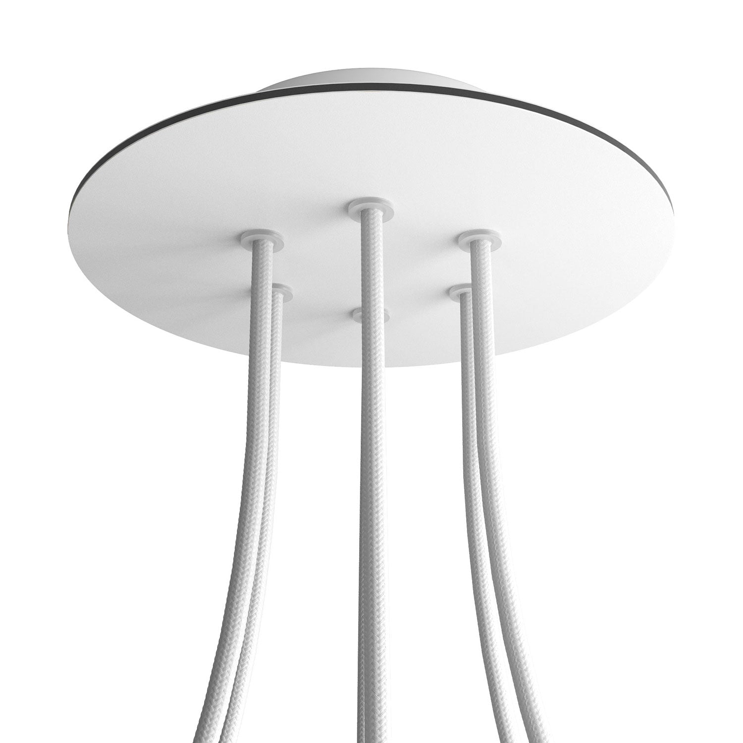 Rosone Rose-One rotondo, diametro 200 mm con 6 fori e 4 fori laterali - Bianco opaco Bianco