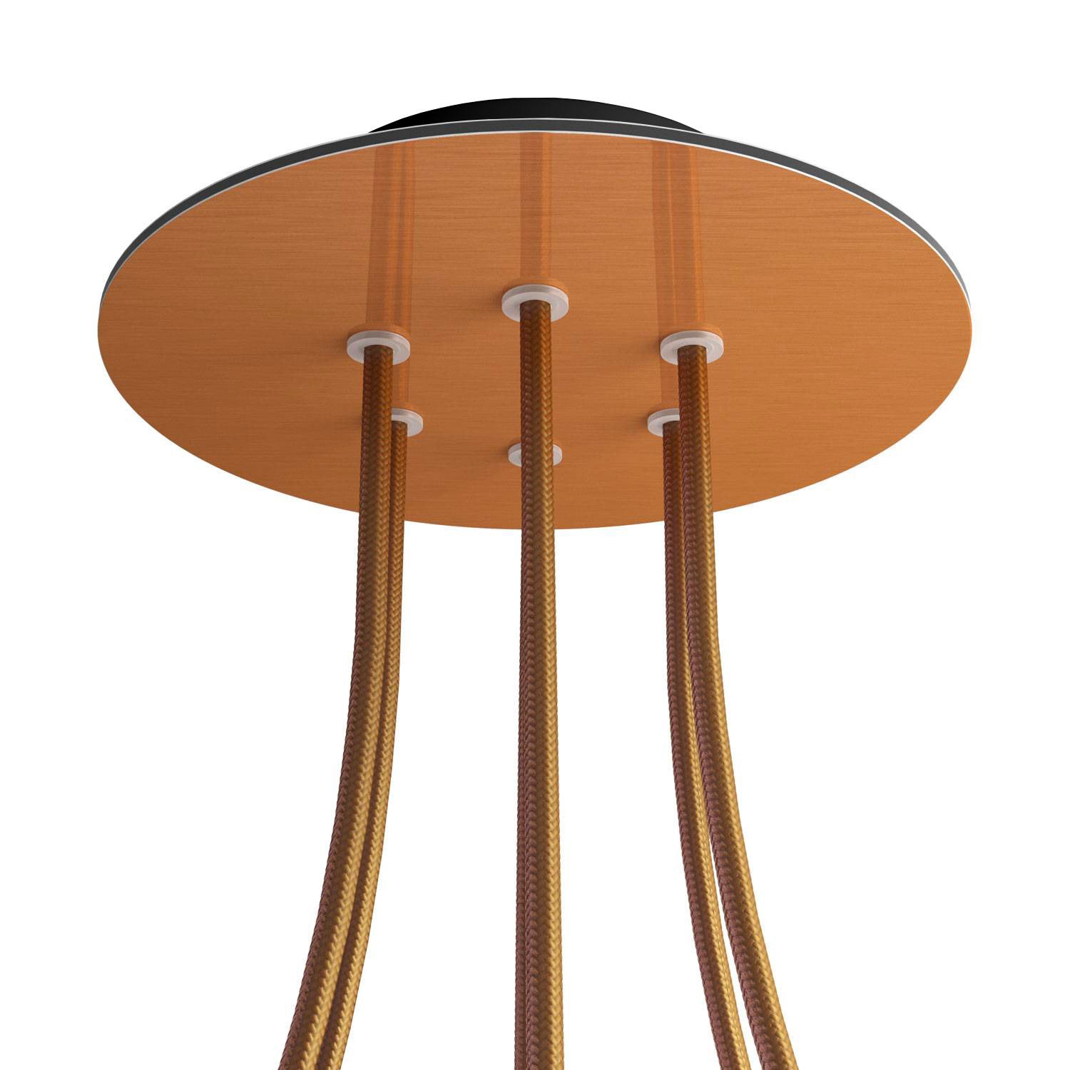 Rosone Rose-One rotondo, diametro 200 mm con 6 fori e 4 fori laterali - Dibond Rame satinato Nero