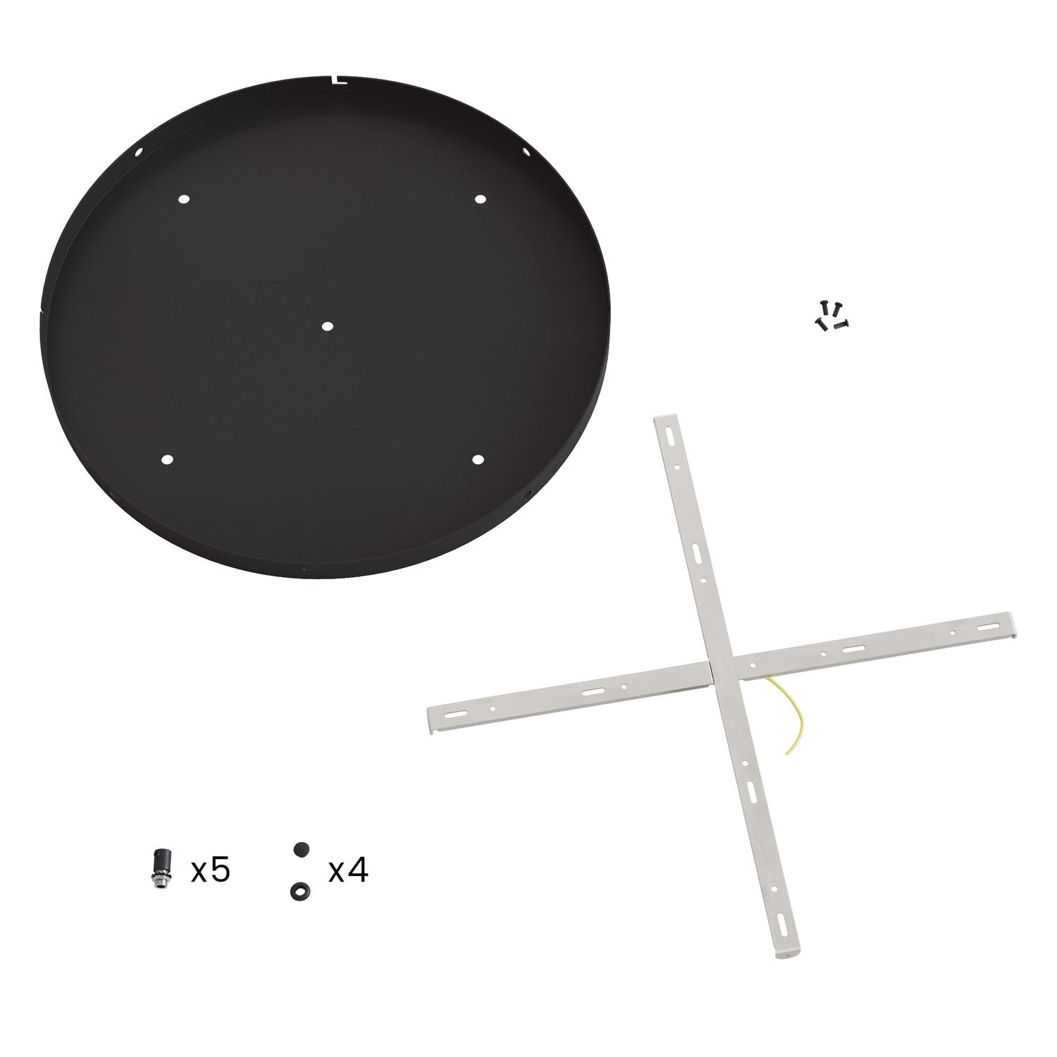 Rosone rotondo in alluminio Ø 50 cm con staffa e cavo di messa a terra, con 5 fori frontali - Nero 4