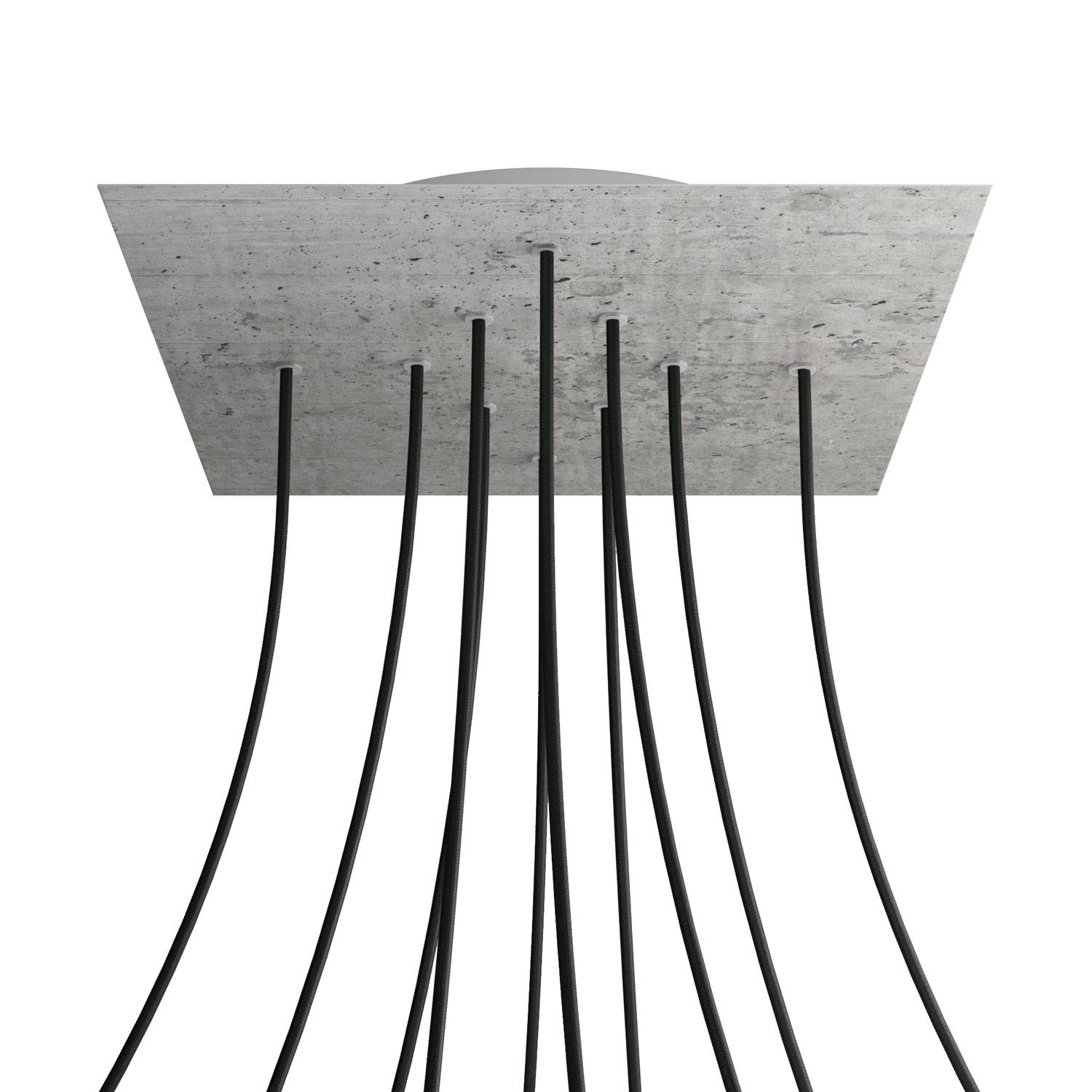 Rosone XXL Rose-One quadrato, 400 mm con 10 fori e 4 fori laterali - Cemento Bianco