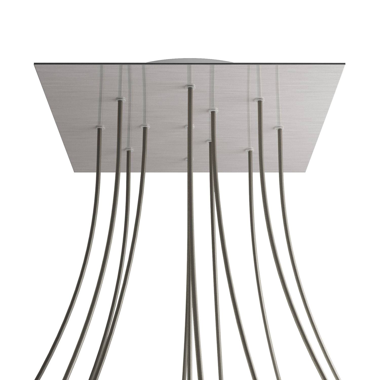 Rosone XXL Rose-One quadrato, 400 mm con 12 fori e 4 fori laterali - Dibond Acciaio satinato Bianco