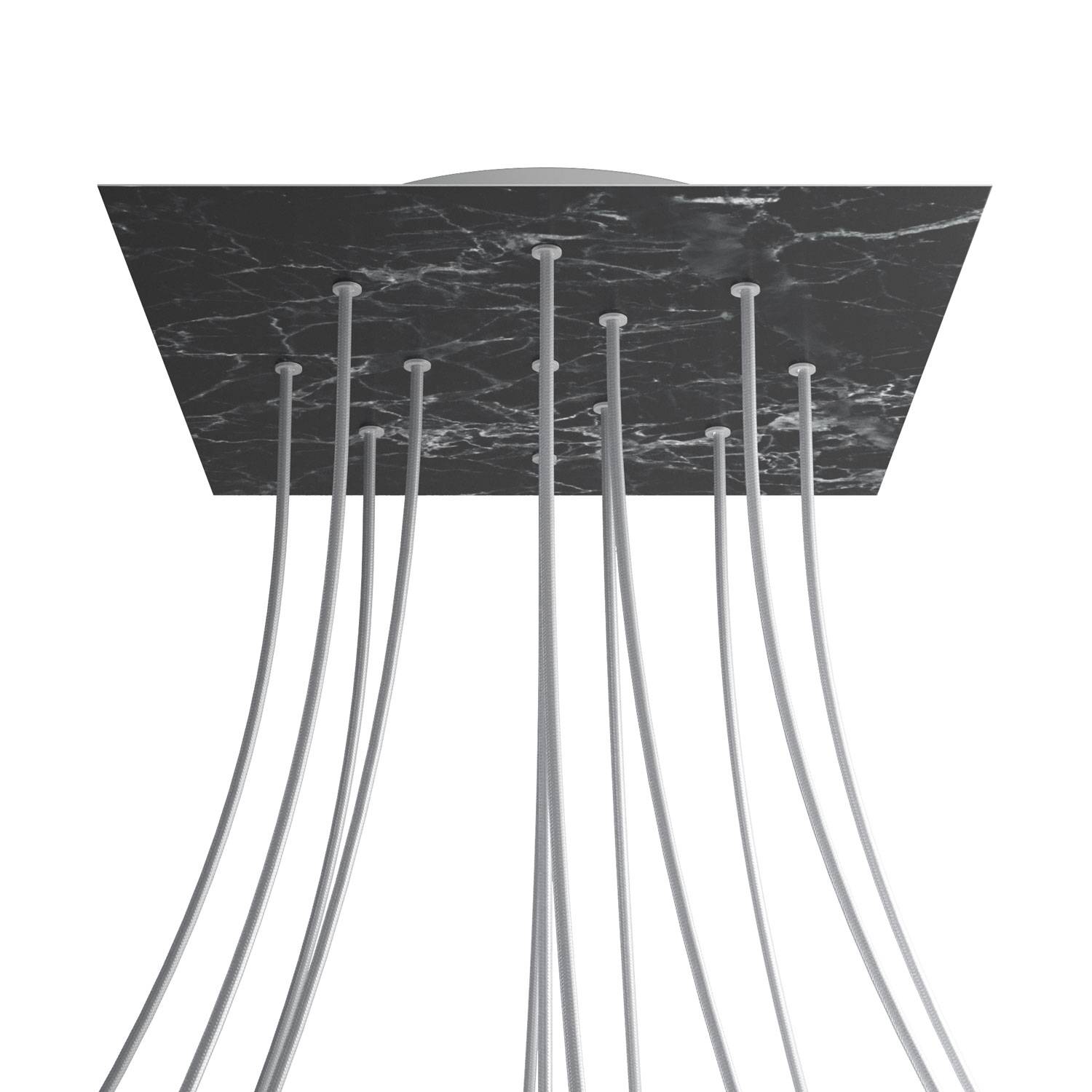 Rosone XXL Rose-One quadrato, 400 mm con 12 fori e 4 fori laterali - Marmo Marquina Bianco