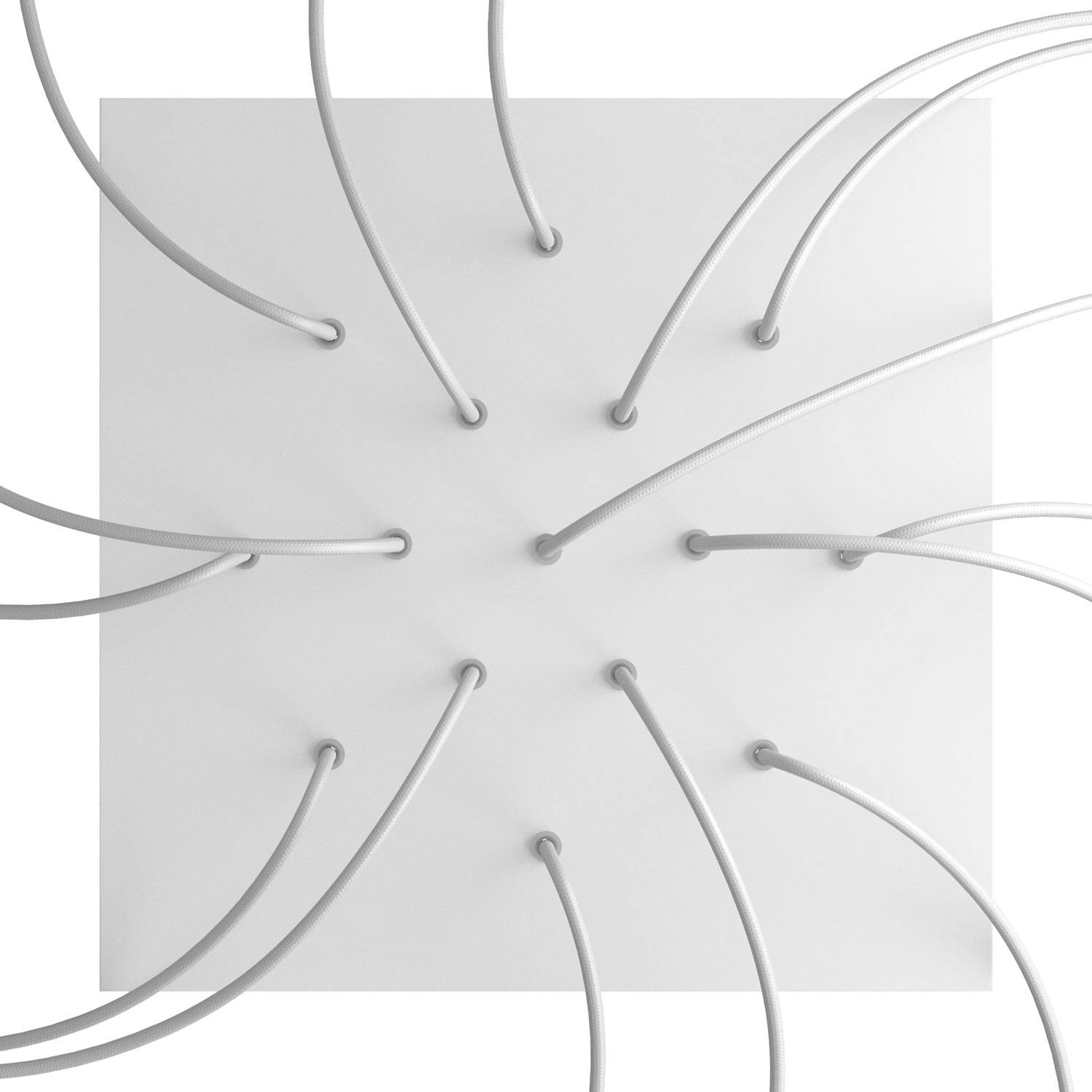 Rosone XXL Rose - One quadrato, 400 mm con 15 fori e 4 fori laterali - Bianco opaco - Creative Cables