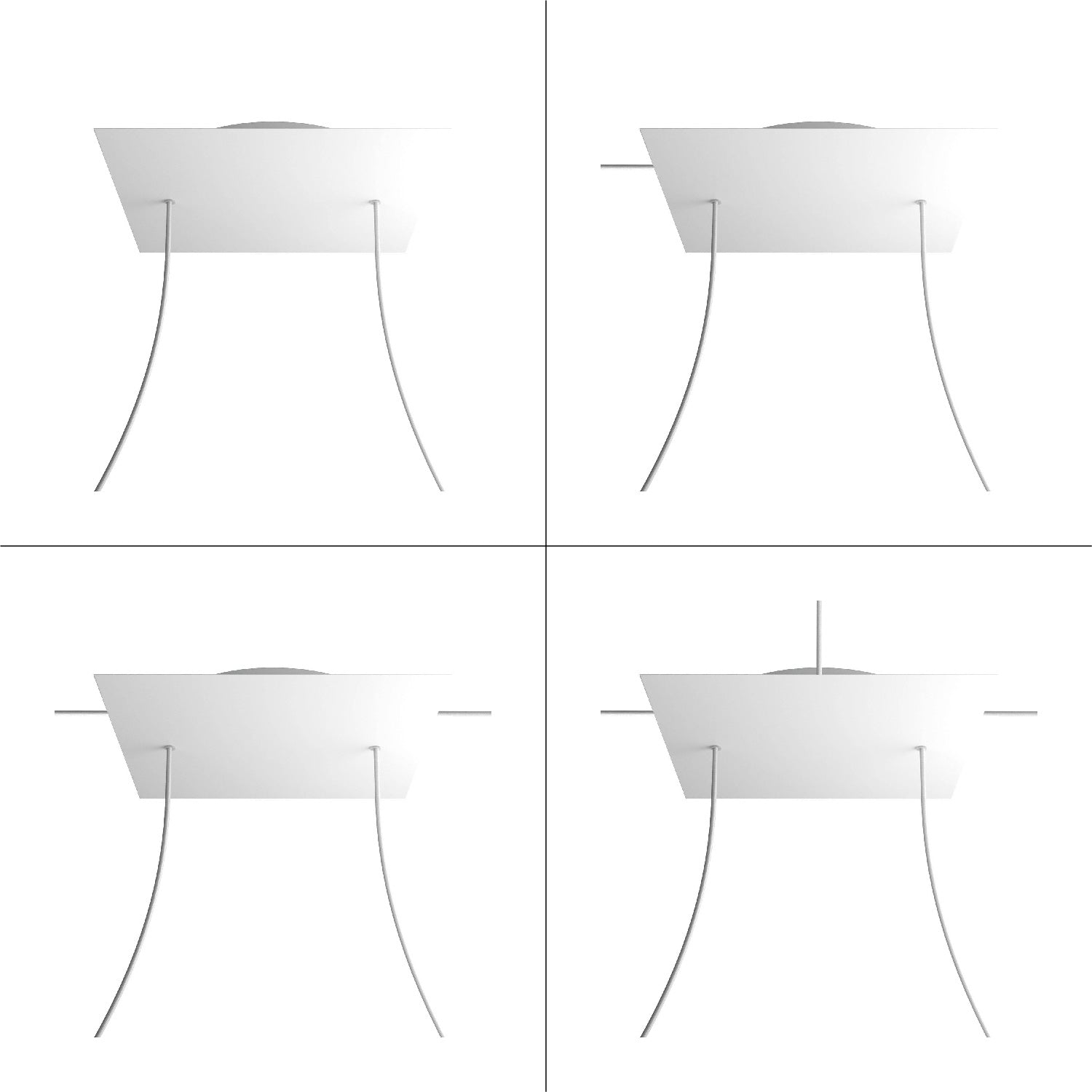 Rosone XXL Rose-One quadrato, 400 mm con 2 fori e 4 fori laterali - Dibond Rame satinato Bianco