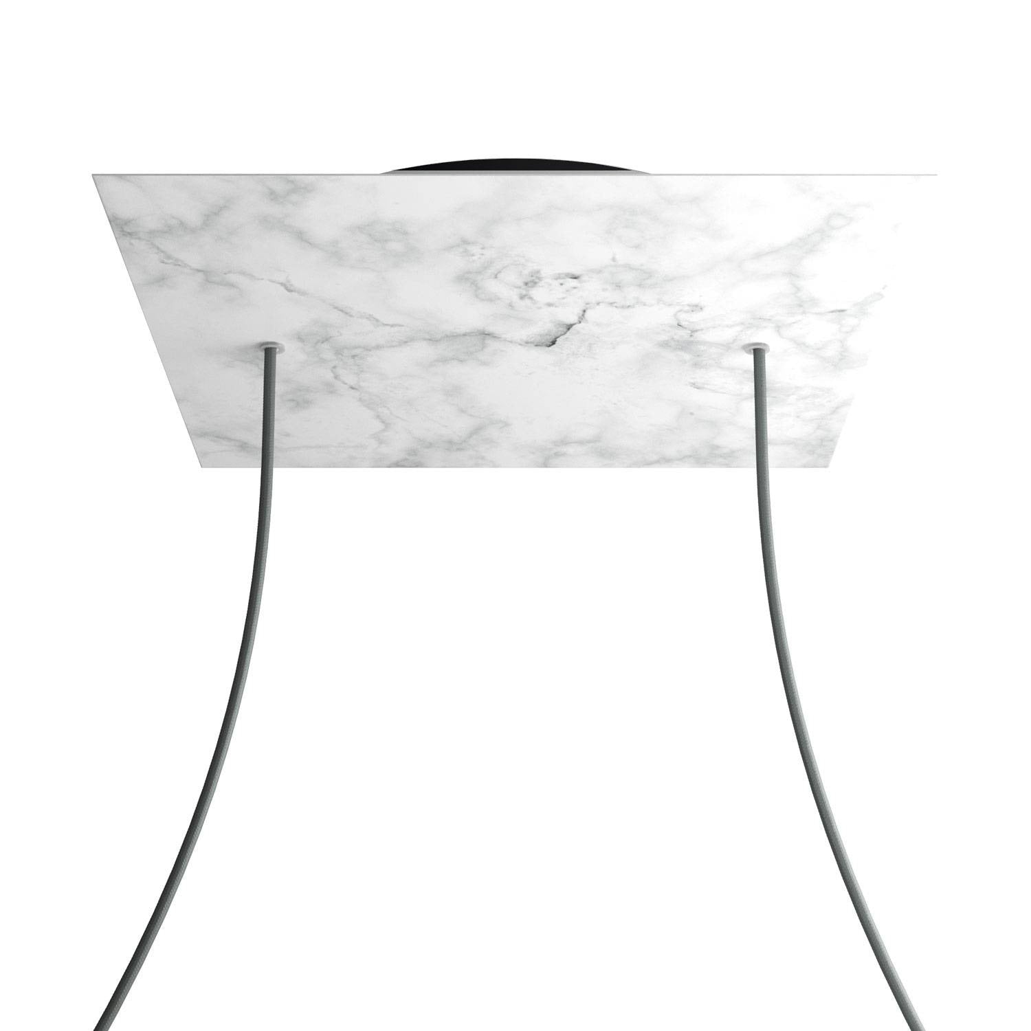 Rosone XXL Rose-One quadrato, 400 mm con 2 fori e 4 fori laterali - Marmo Carrara Nero