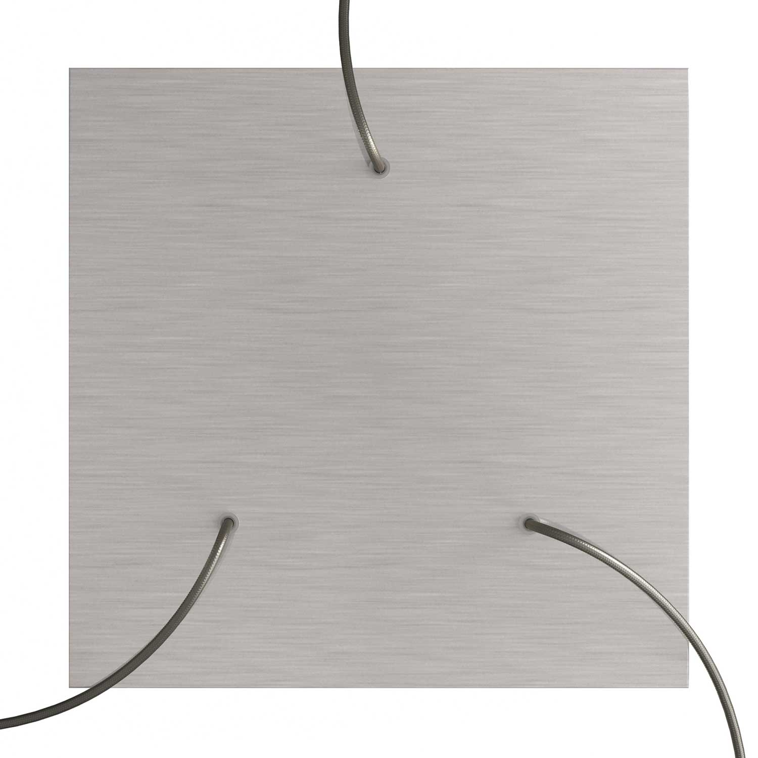 Rosone XXL Rose - One quadrato, 400 mm con 3 fori e 4 fori laterali - Dibond Acciaio satinato - Creative Cables