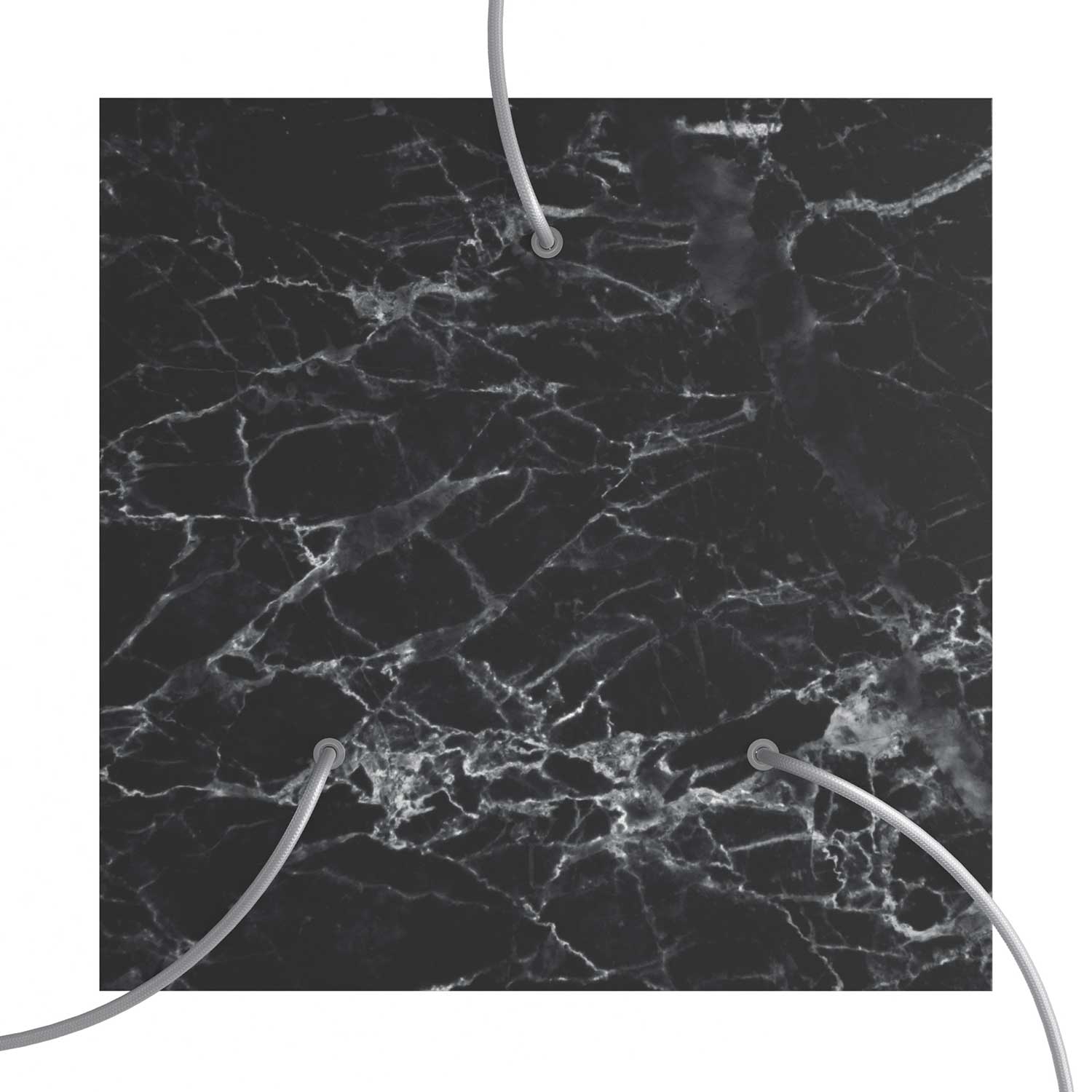 Rosone XXL Rose - One quadrato, 400 mm con 3 fori e 4 fori laterali - Marmo Marquina - Creative Cables