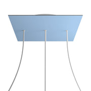 Rosone XXL Rose-One quadrato, 400 mm con 3 fori in linea e 4 fori laterali - Blu carta da zucchero Bianco