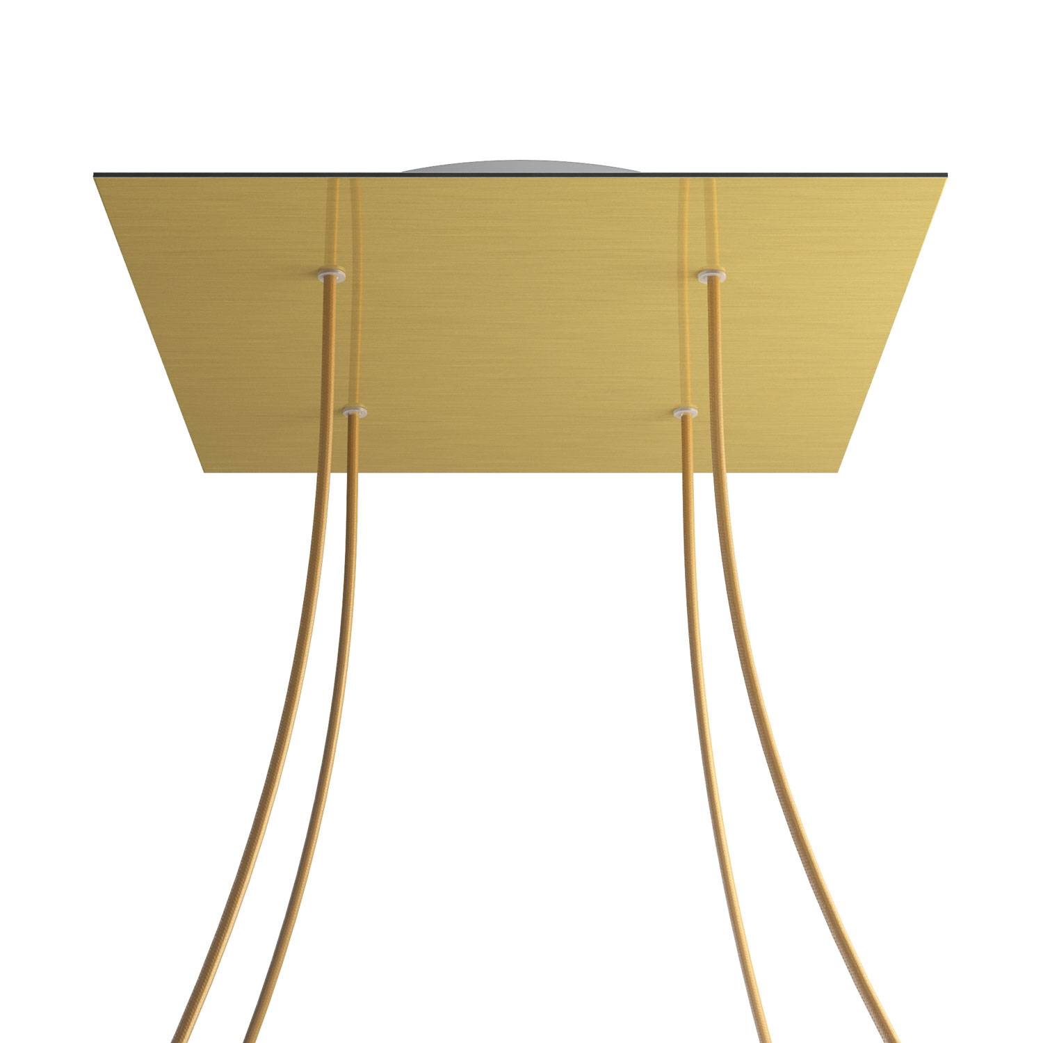 Rosone XXL Rose - One quadrato, 400 mm con 4 fori e 4 fori laterali - Dibond Ottone satinato - Creative Cables