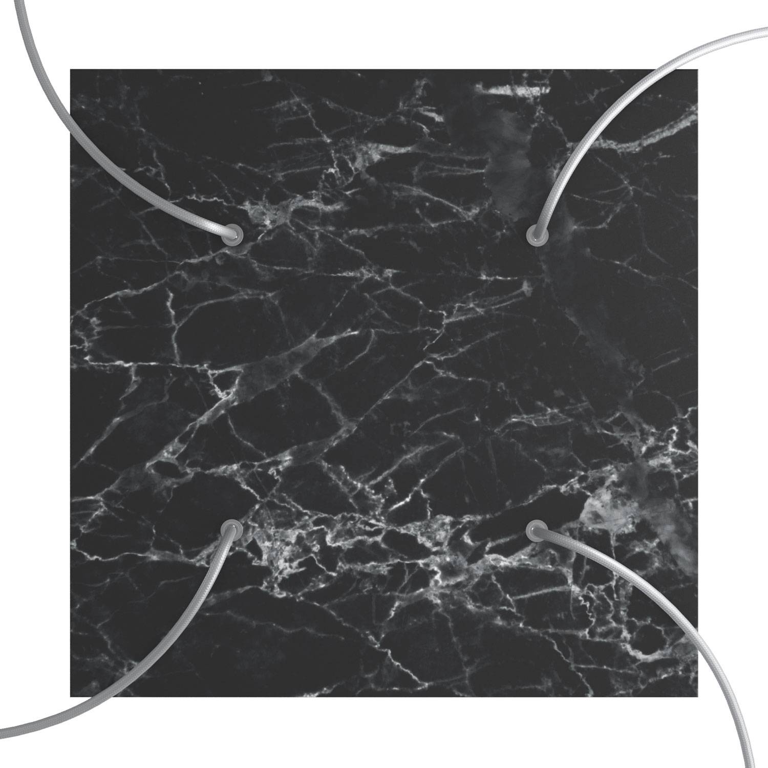 Rosone XXL Rose-One quadrato, 400 mm con 4 fori e 4 fori laterali - Marmo Marquina Bianco