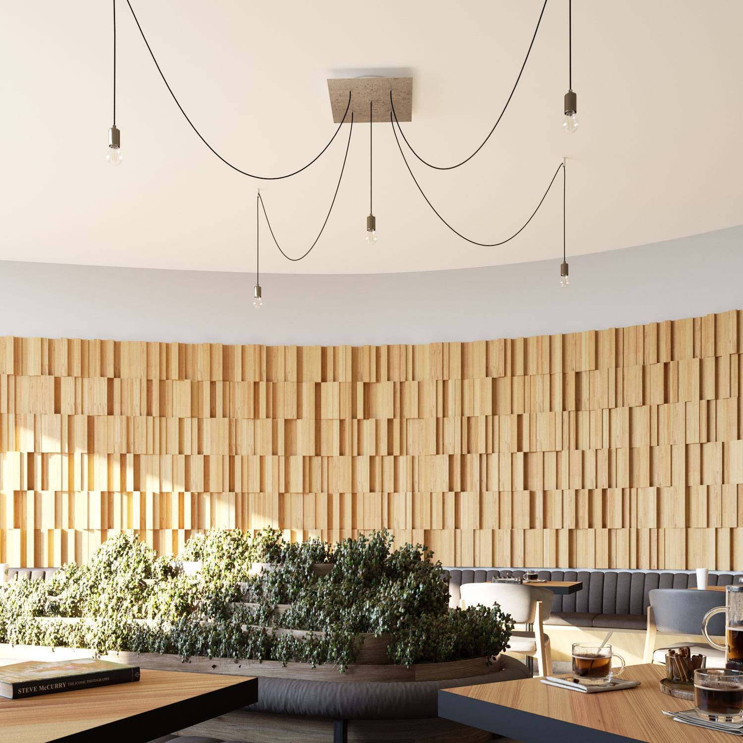 Rosone XXL Rose-One quadrato, 400 mm con 5 fori e 4 fori laterali - Bianco opaco Bianco