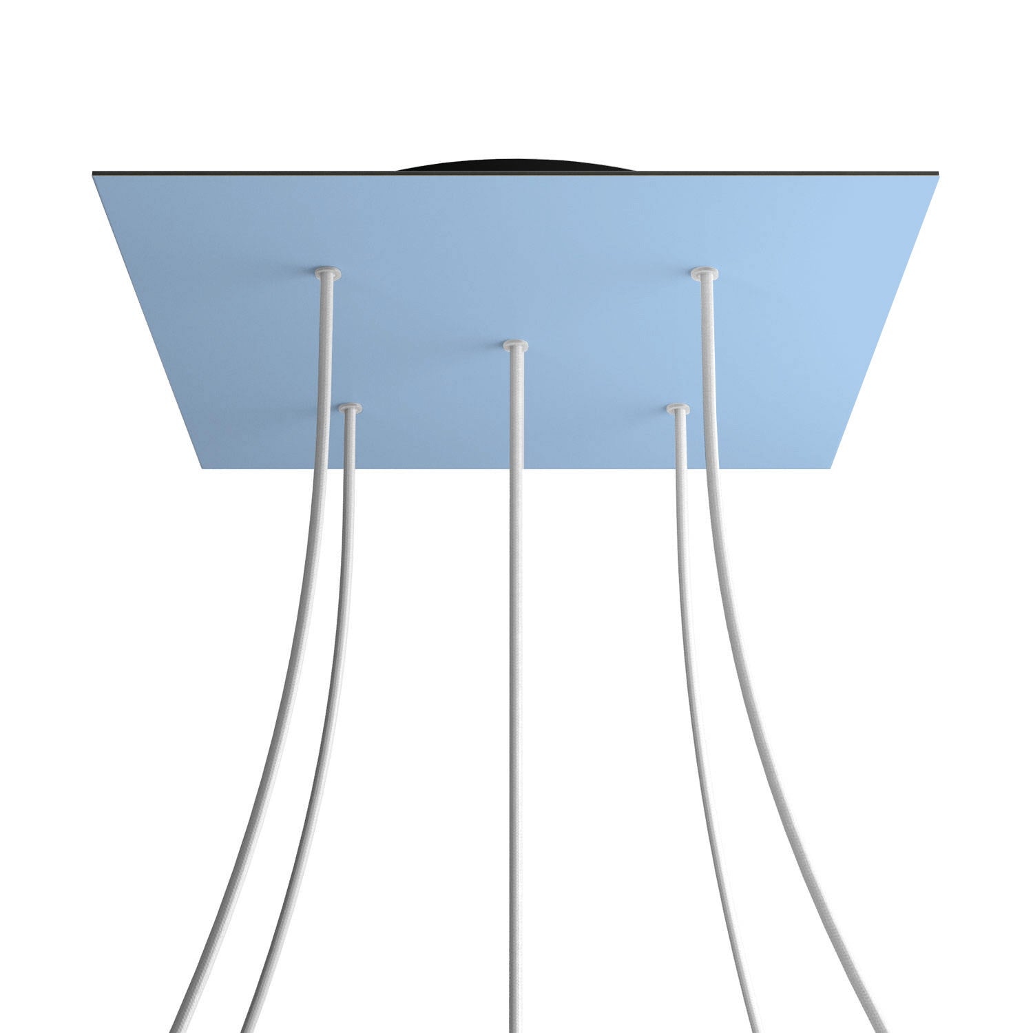 Rosone XXL Rose-One quadrato, 400 mm con 5 fori e 4 fori laterali - Blu carta da zucchero Nero