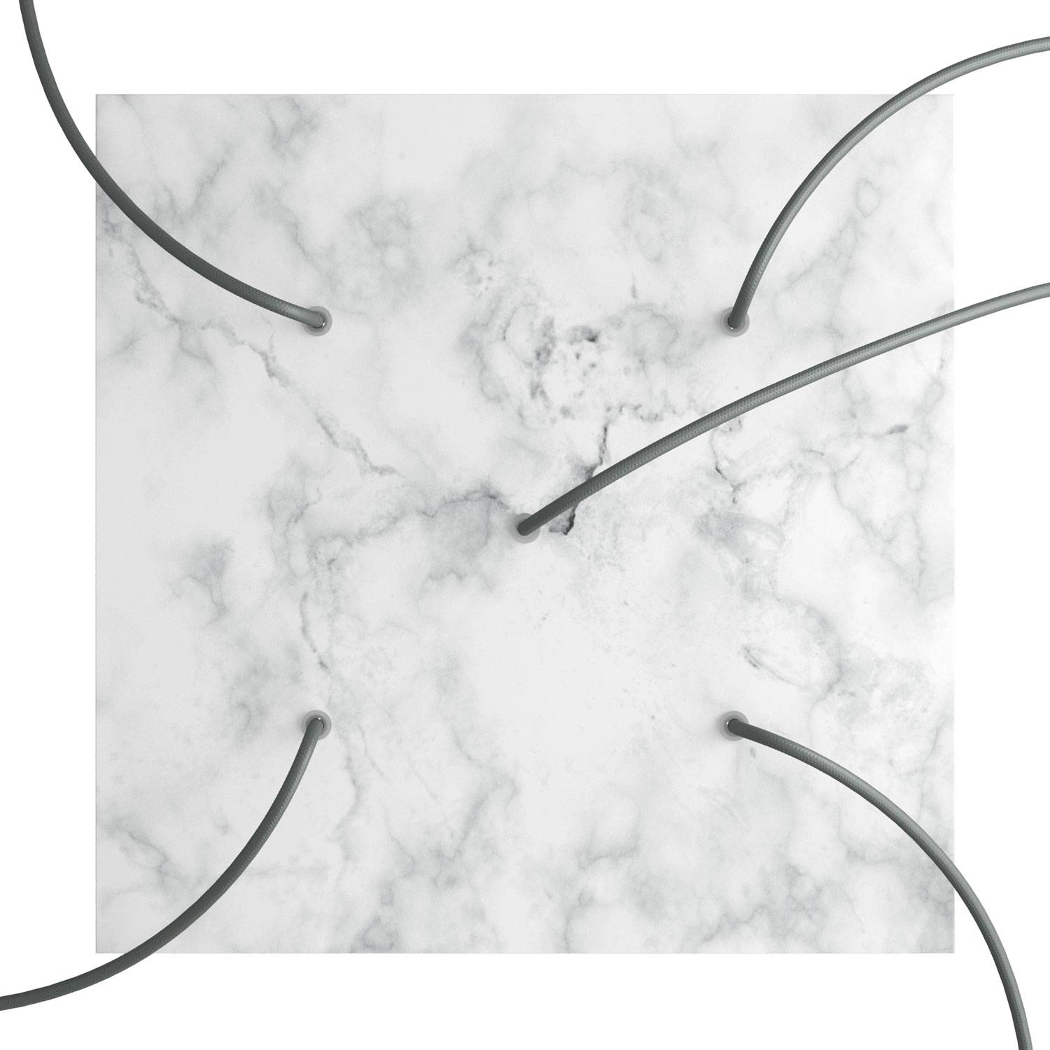 Rosone XXL Rose-One quadrato, 400 mm con 5 fori e 4 fori laterali - Marmo Carrara Bianco