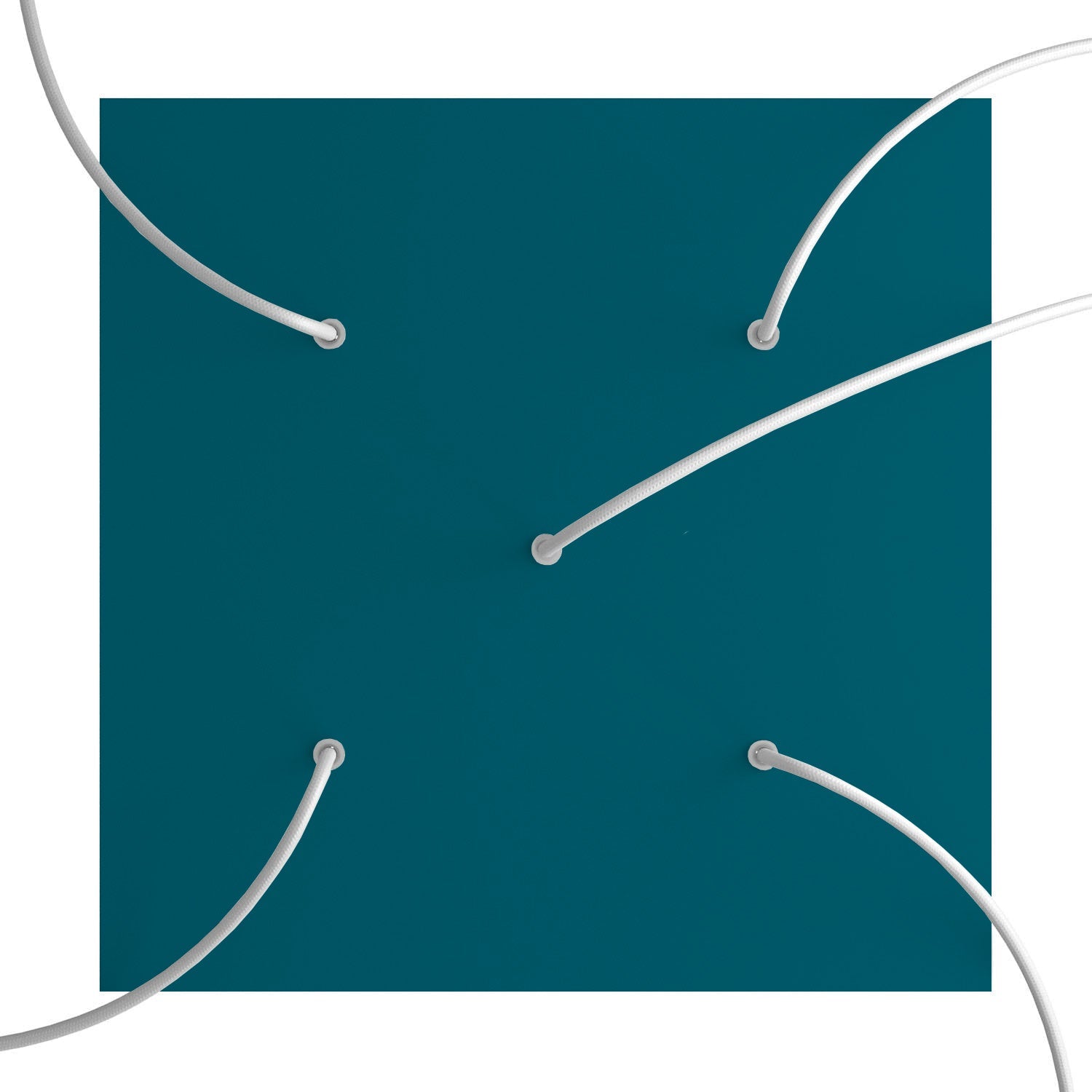 Rosone XXL Rose-One quadrato, 400 mm con 5 fori e 4 fori laterali - Petrolio Bianco