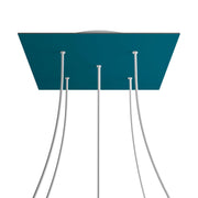 Rosone XXL Rose-One quadrato, 400 mm con 5 fori e 4 fori laterali - Petrolio Bianco