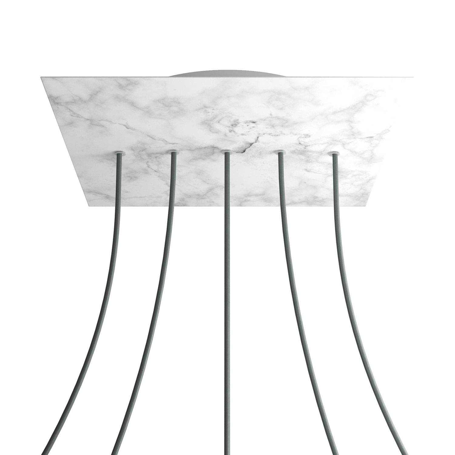 Rosone XXL Rose-One quadrato, 400 mm con 5 fori in linea e 4 fori laterali - Marmo Carrara Bianco