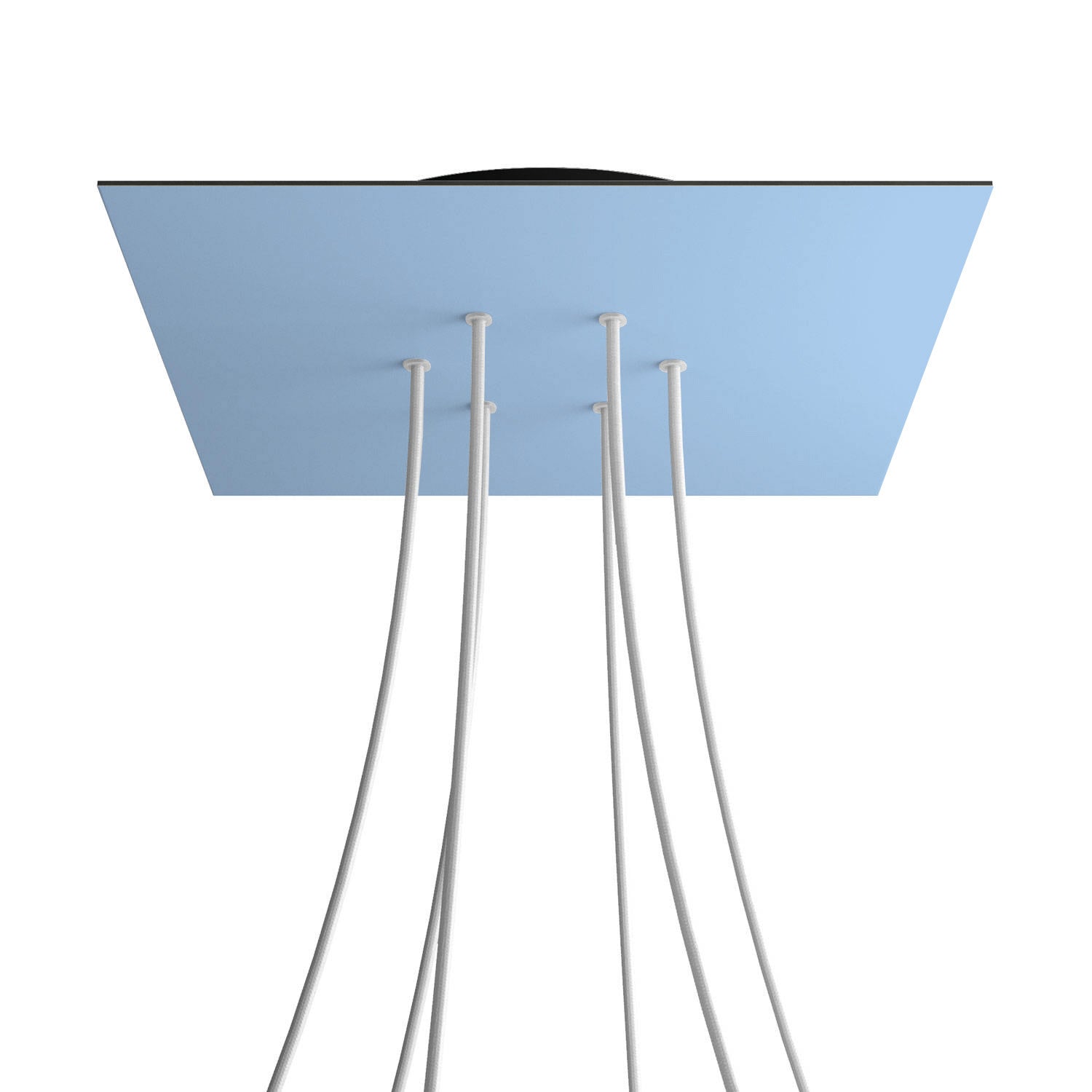 Rosone XXL Rose-One quadrato, 400 mm con 6 fori e 4 fori laterali - Blu carta da zucchero Nero